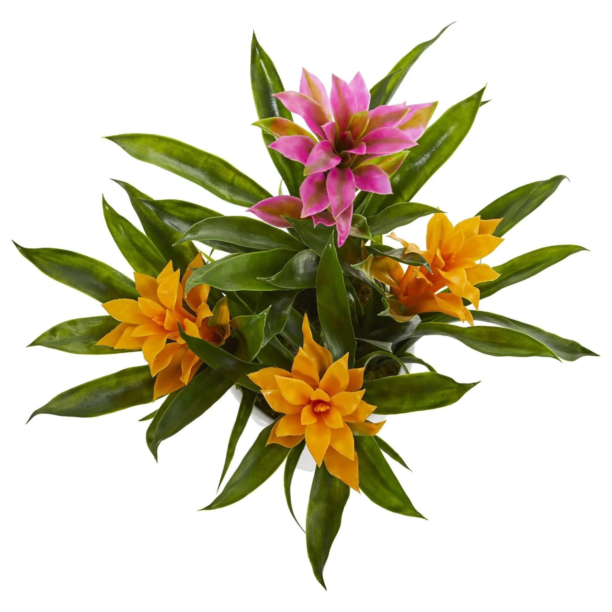 Bromeliad Artificial Plant in White  Vase - Image 6