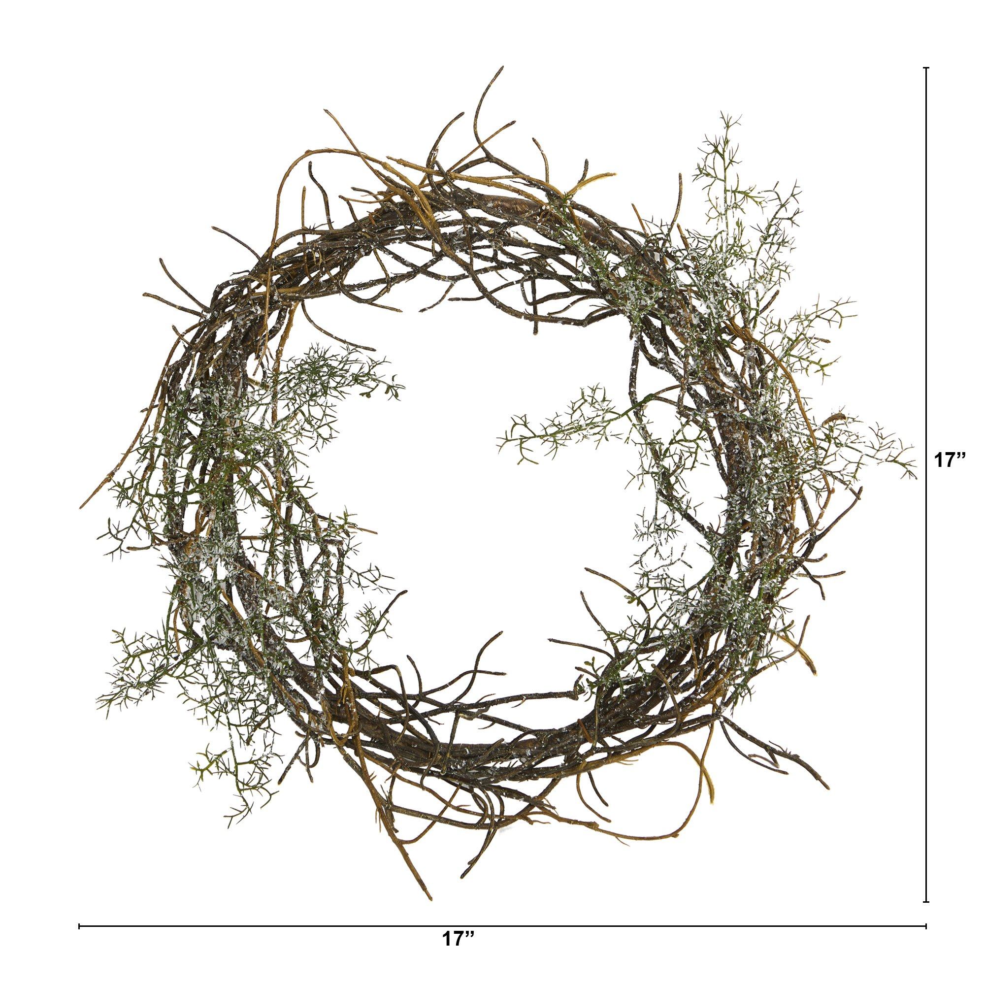 17” Frosted Twig Wreath - Image 2