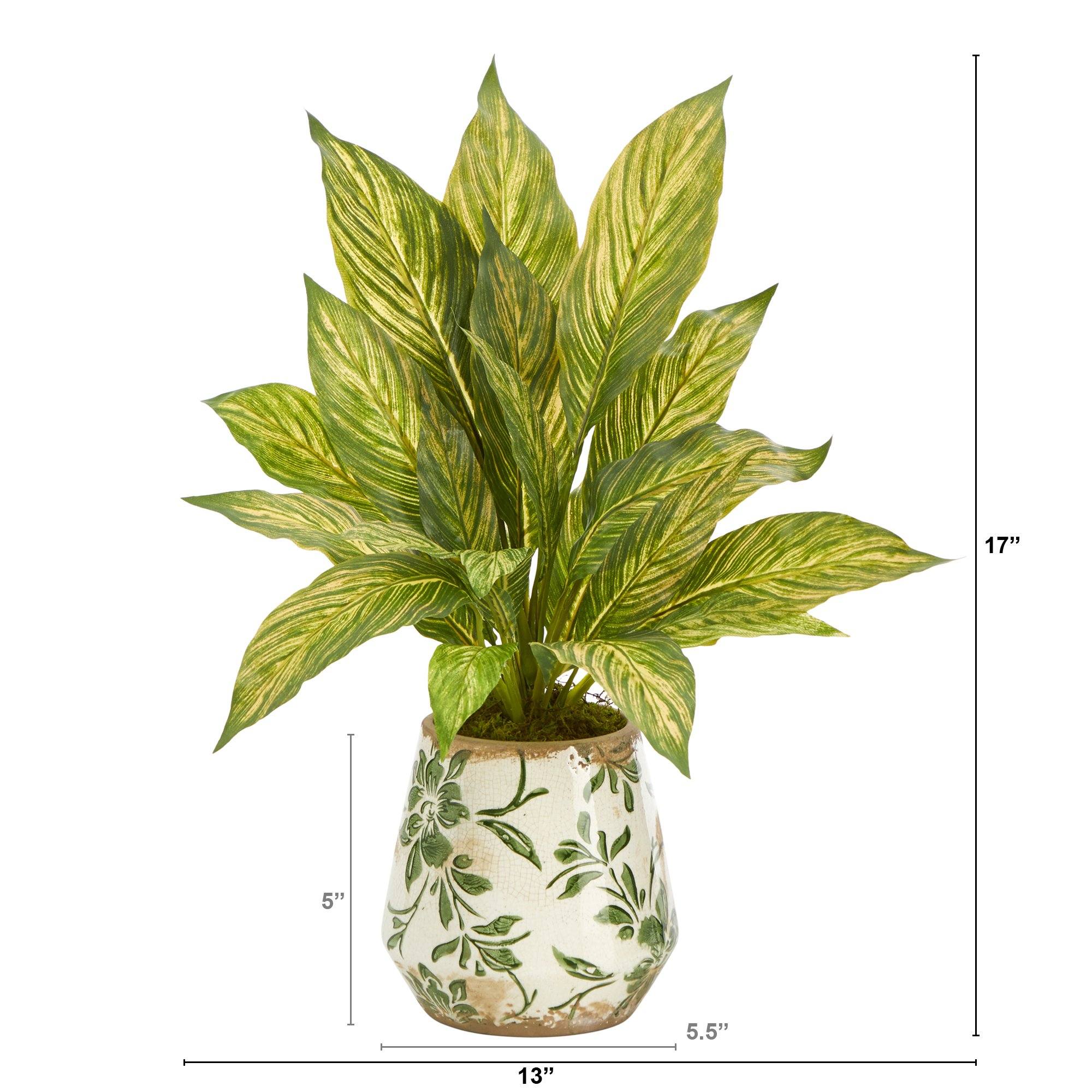 17” Musa Artificial Plant in Floral Vase - Image 2