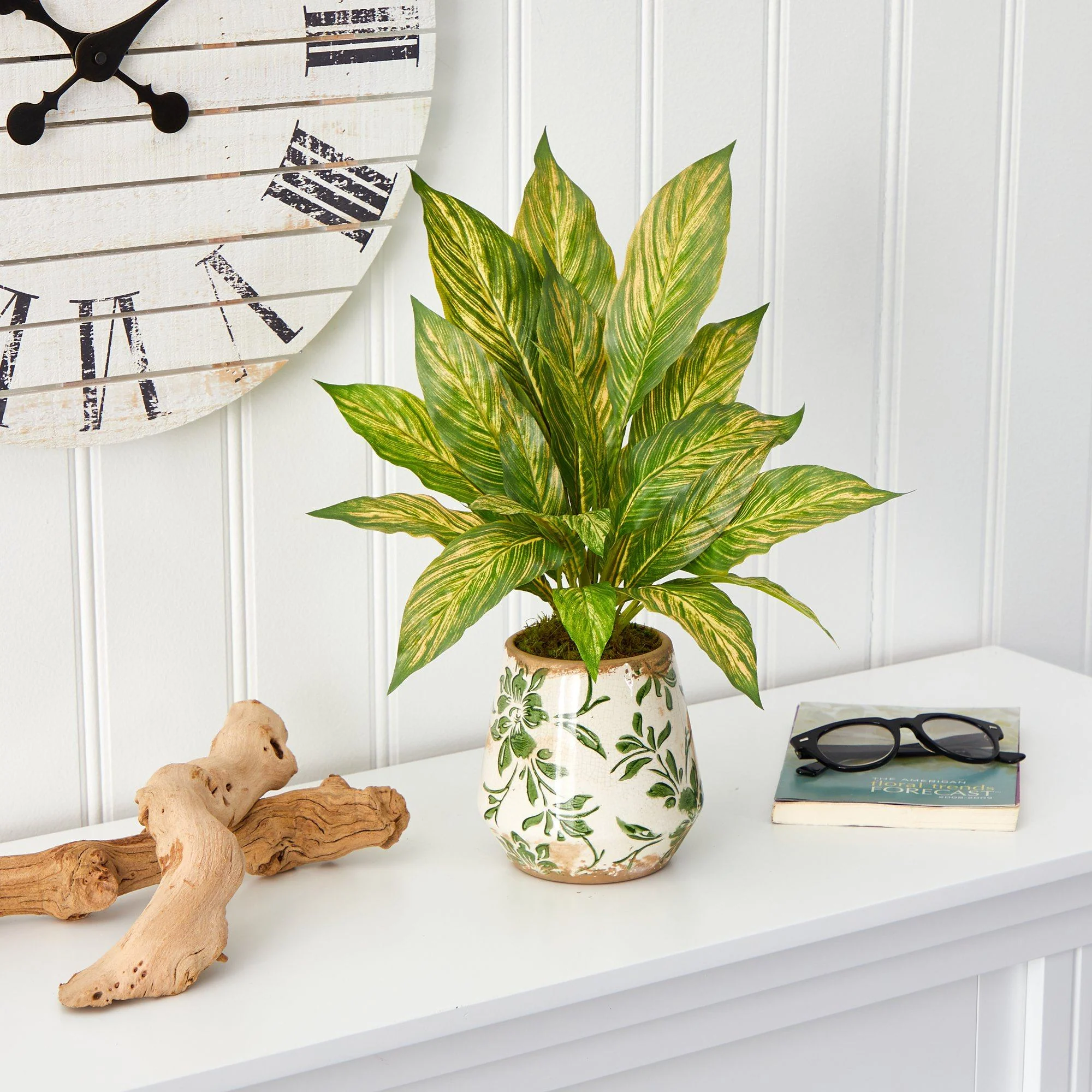 17” Musa Artificial Plant in Floral Vase - Image 3