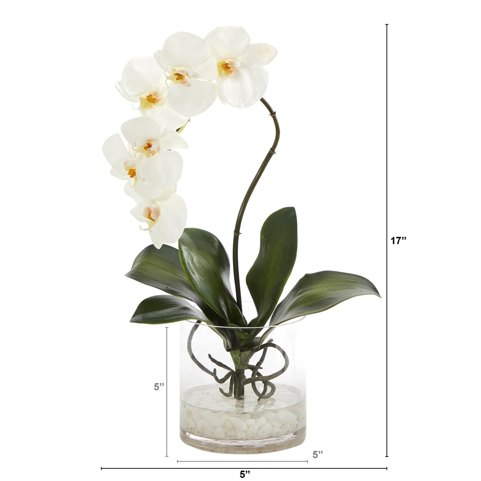 17” Phalaenopsis Orchid Artificial Arrangement in Glass Vase - Image 2