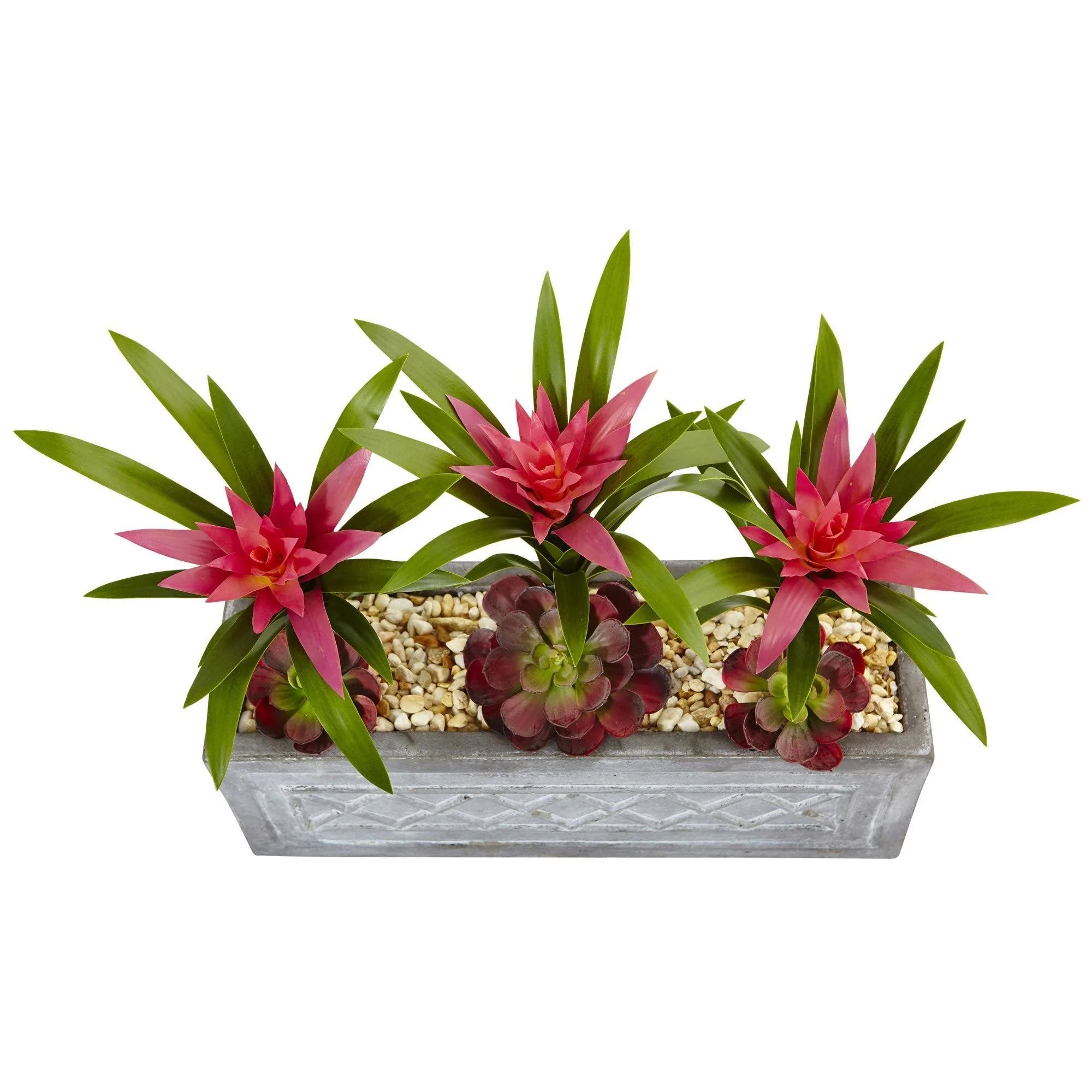 Ginger and Succulent Artificial Plant in Stone Planter - Image 3