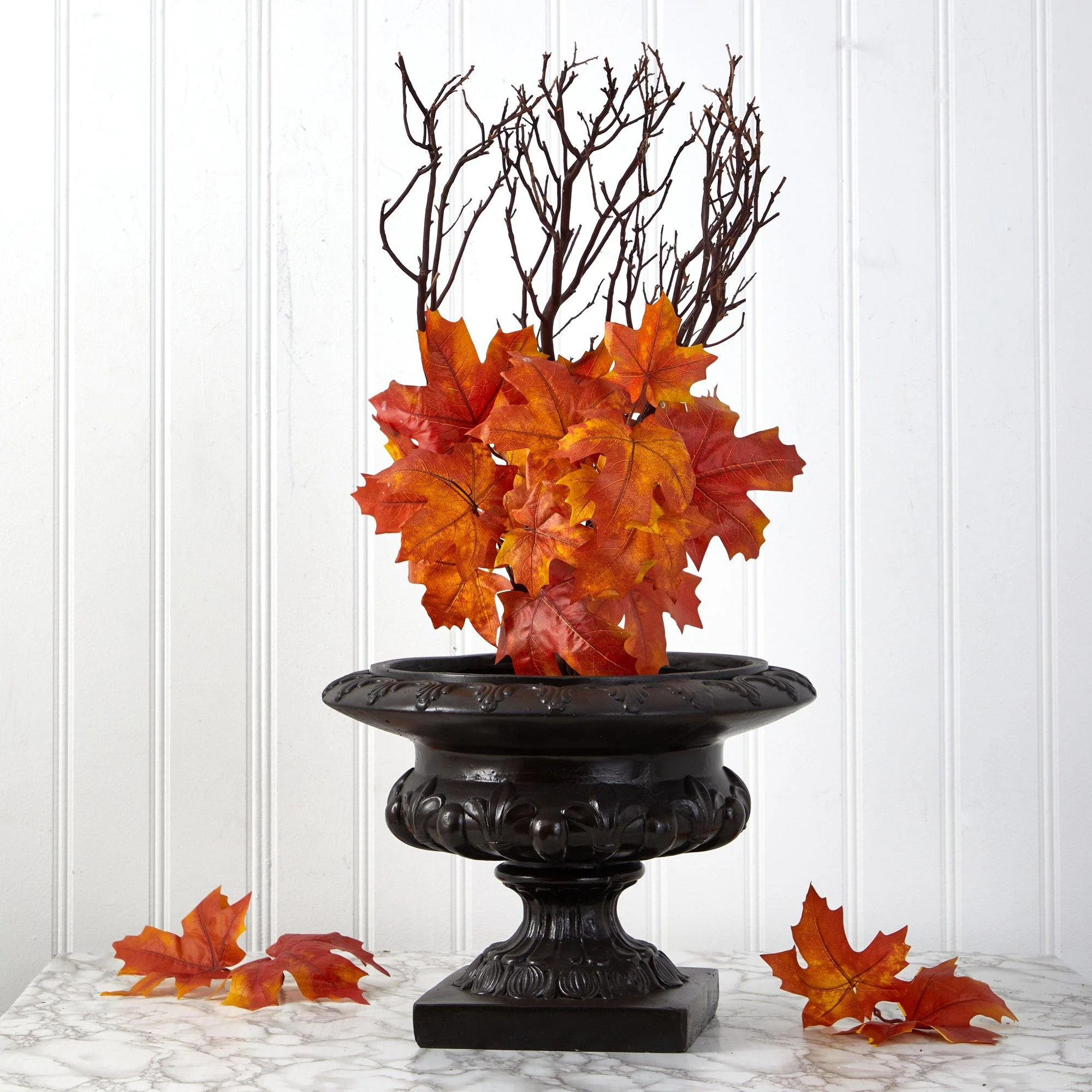 18” Autumn Maple Leaf Artificial Flower (Set of 2) - Image 2