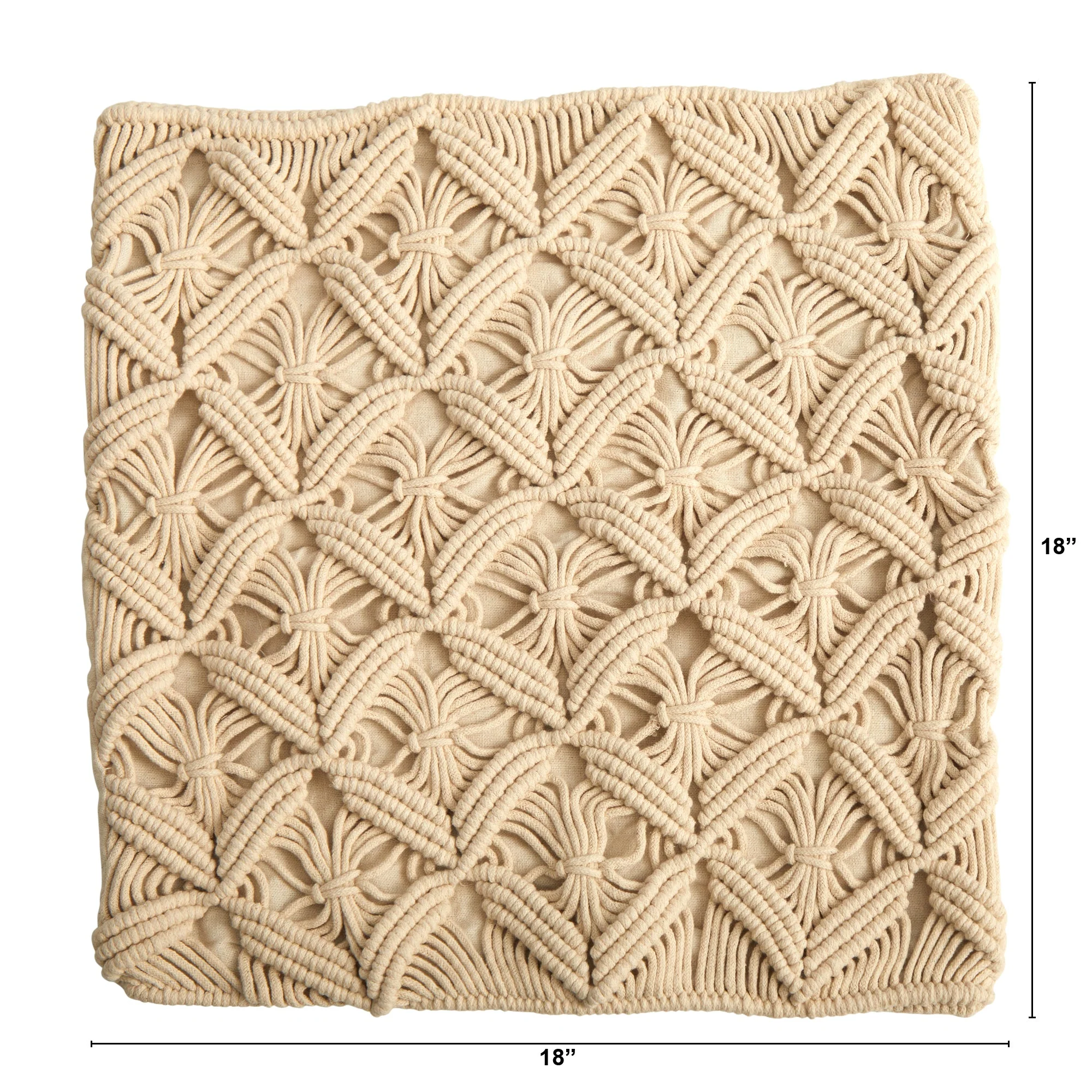 18” Boho Diamond Woven Macrame Decorative Pillow Cover - Image 2