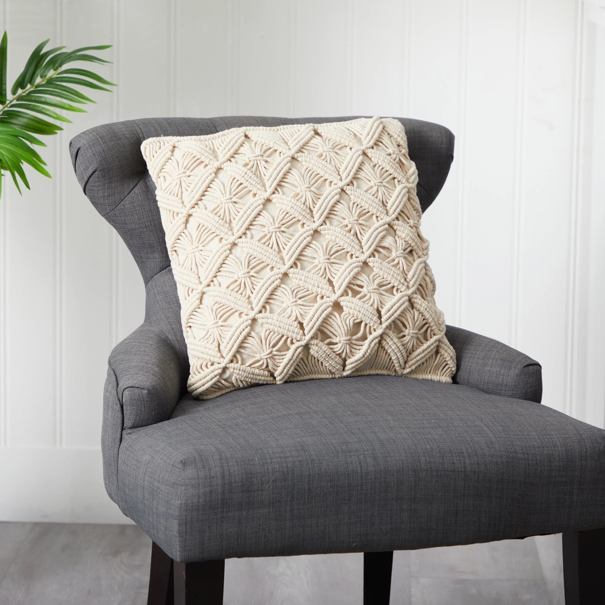 18” Boho Diamond Woven Macrame Decorative Pillow Cover - Image 5
