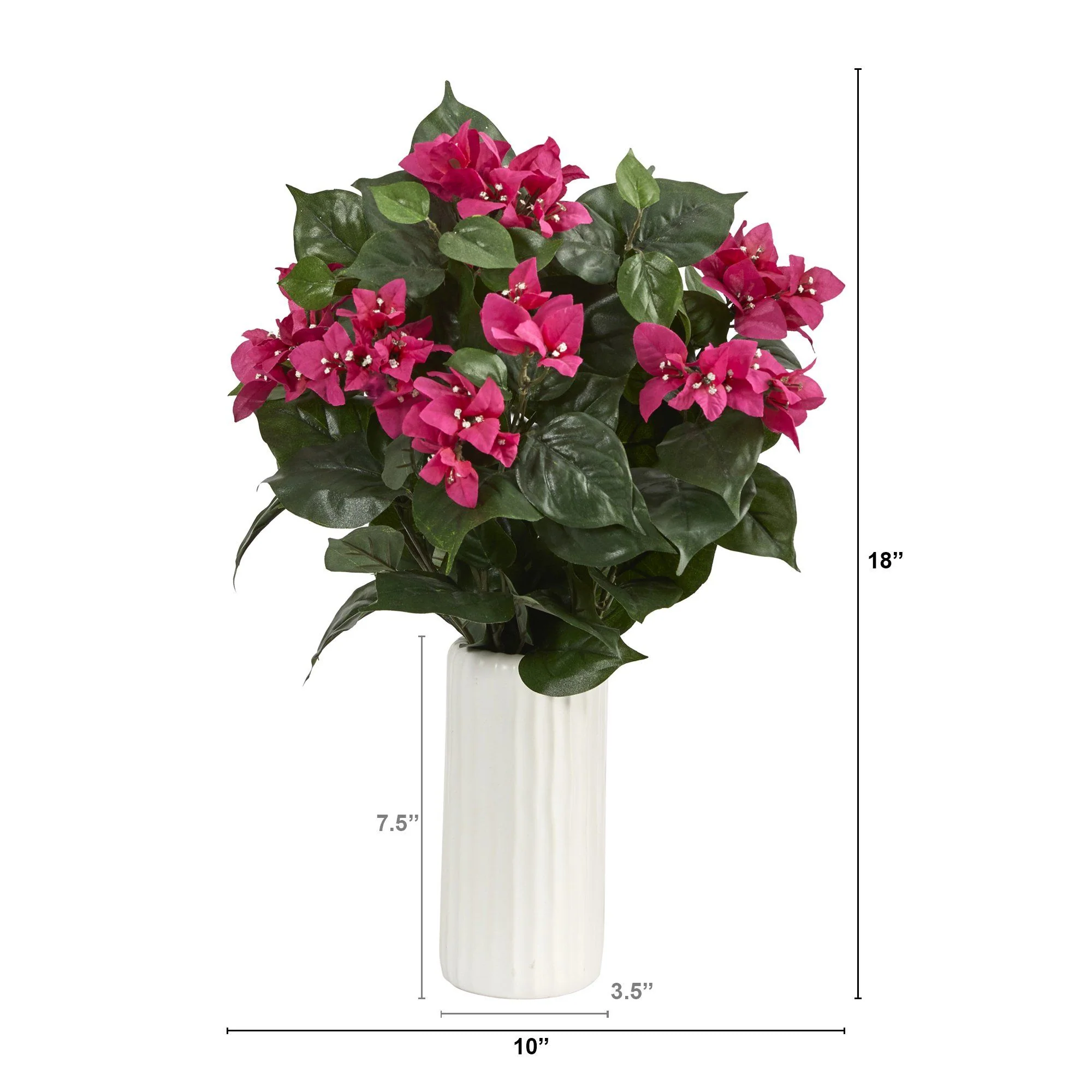 18” Bougainvillea Artificial Plant in White Planter - Image 2