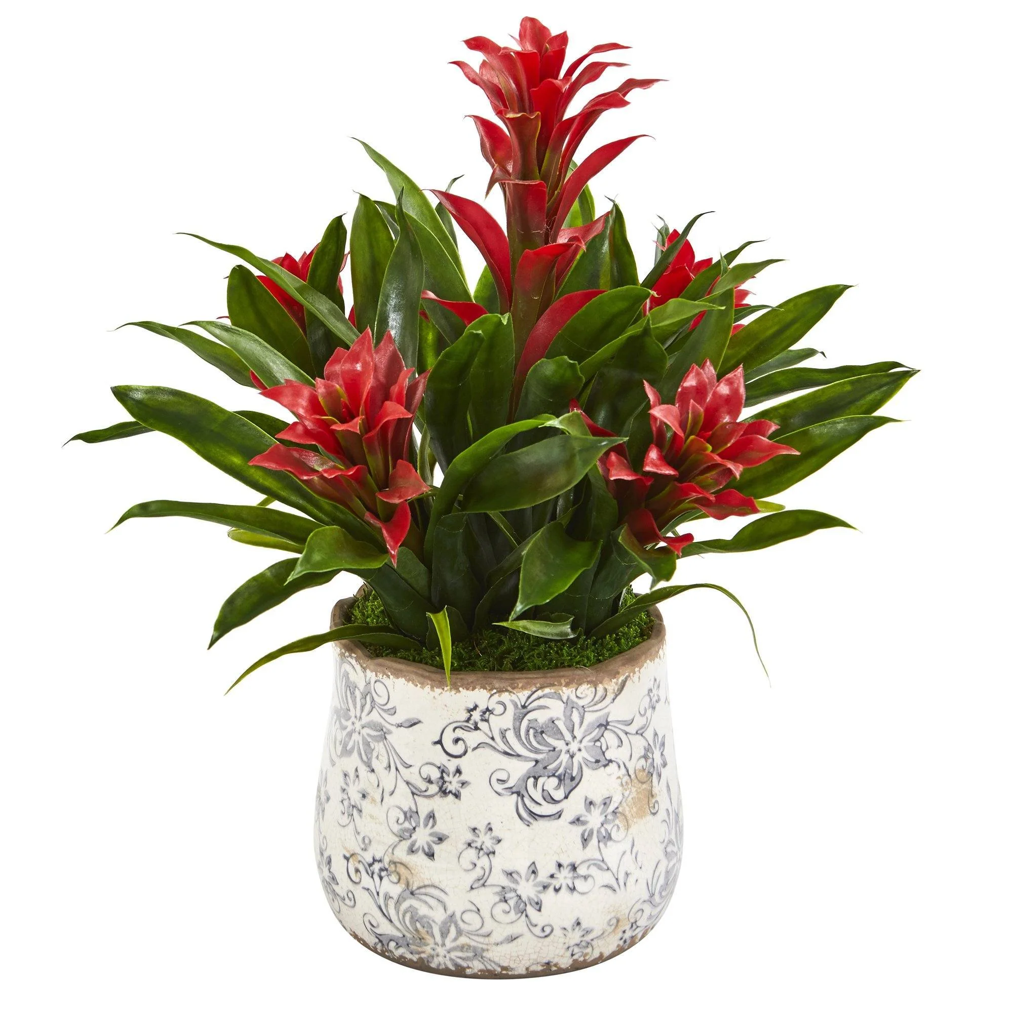 18” Bromeliad Artificial Plant in Floral Vase - Image 3