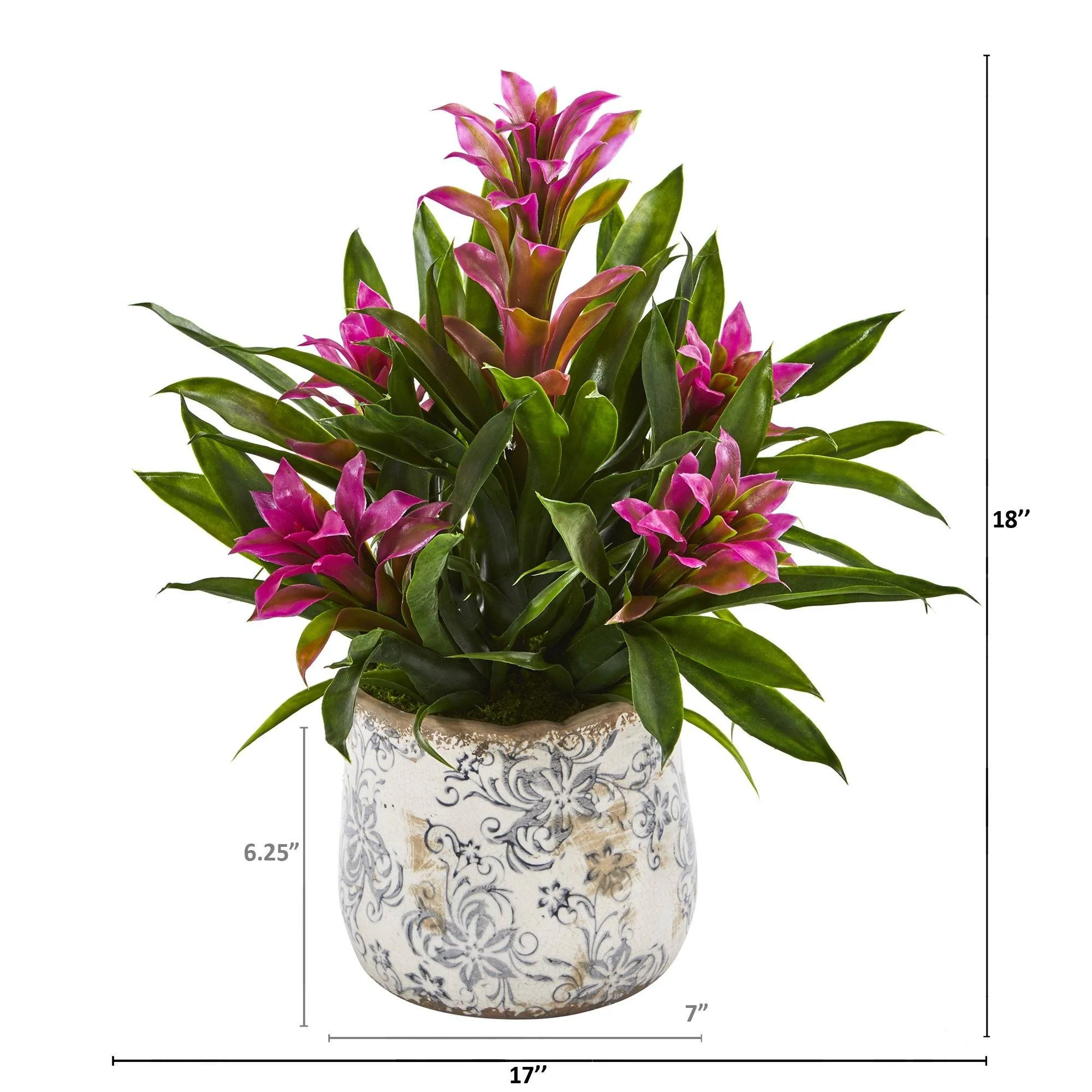 18” Bromeliad Artificial Plant in Floral Vase - Image 4