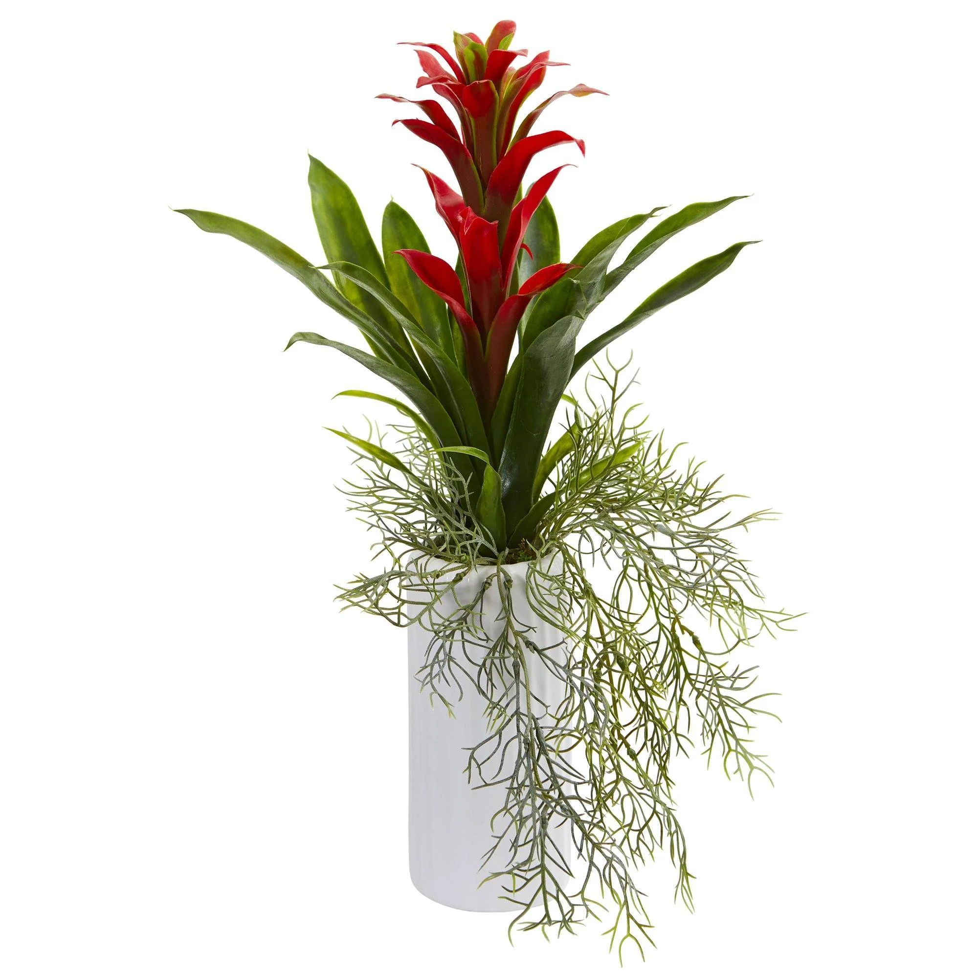 18” Bromeliad Artificial Plant in White Planter - Image 3