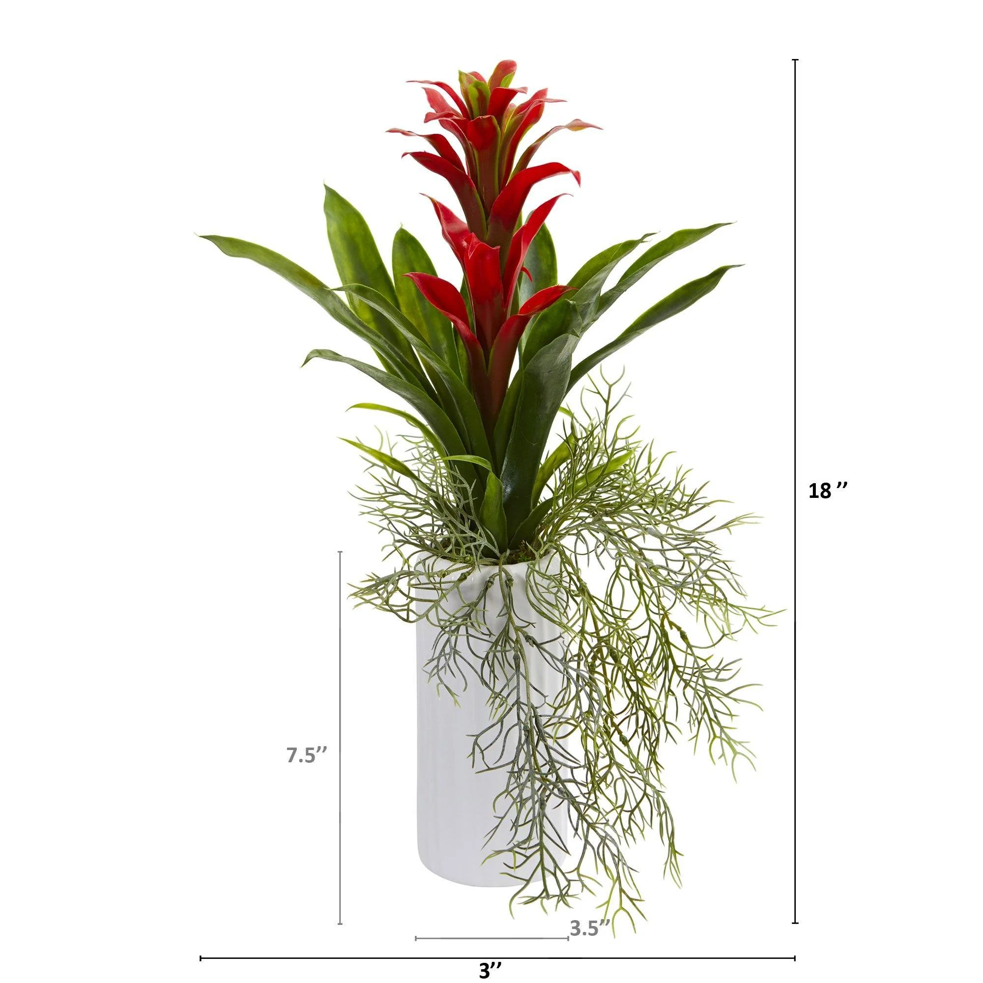 18” Bromeliad Artificial Plant in White Planter - Image 4