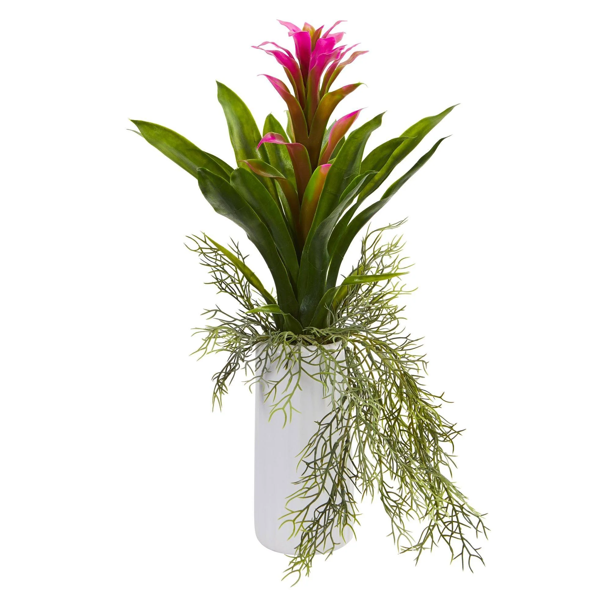 18” Bromeliad Artificial Plant in White Planter - Image 5