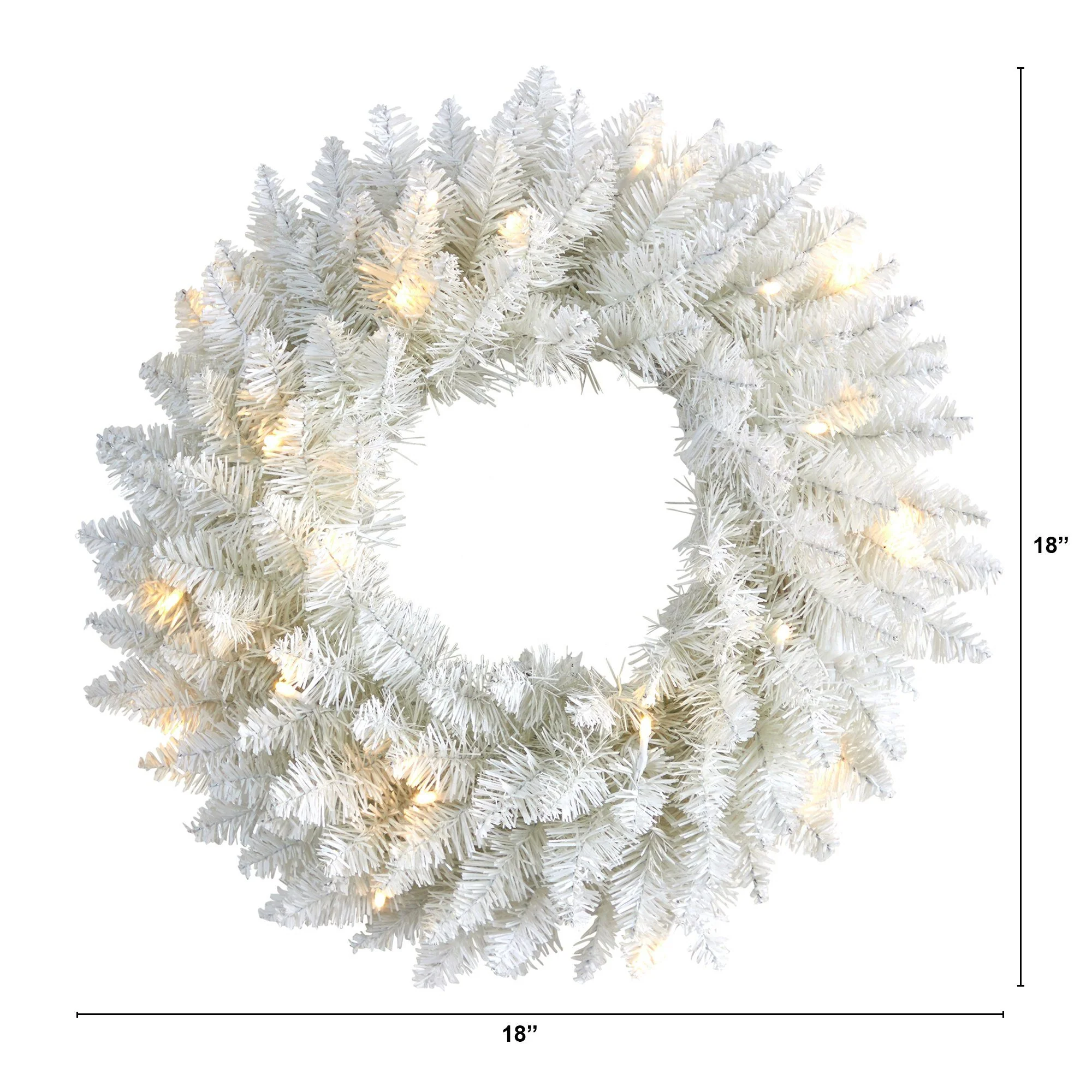 18” Colorado Spruce Artificial Christmas Wreath with 129 Bendable Branches and 20 Warm LED Lights - Image 2
