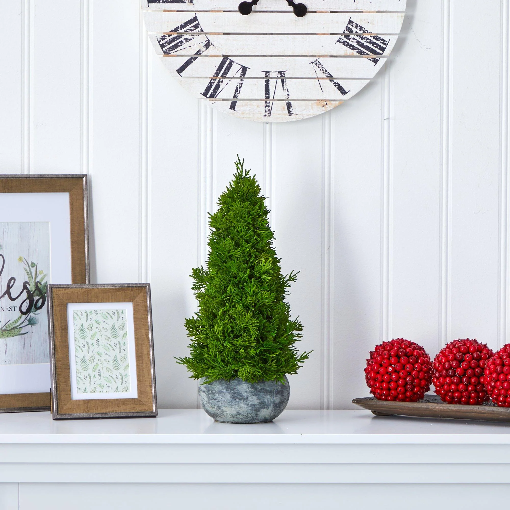 18” Cypress Cone Artificial Christmas Tree in Decorative Planter - Image 3