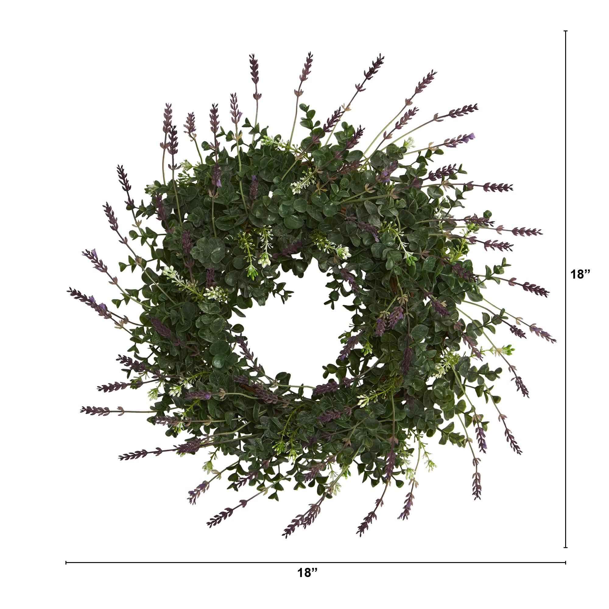 18” Eucalyptus and Lavender Double Ring Artificial Wreath with Twig Base - Image 2