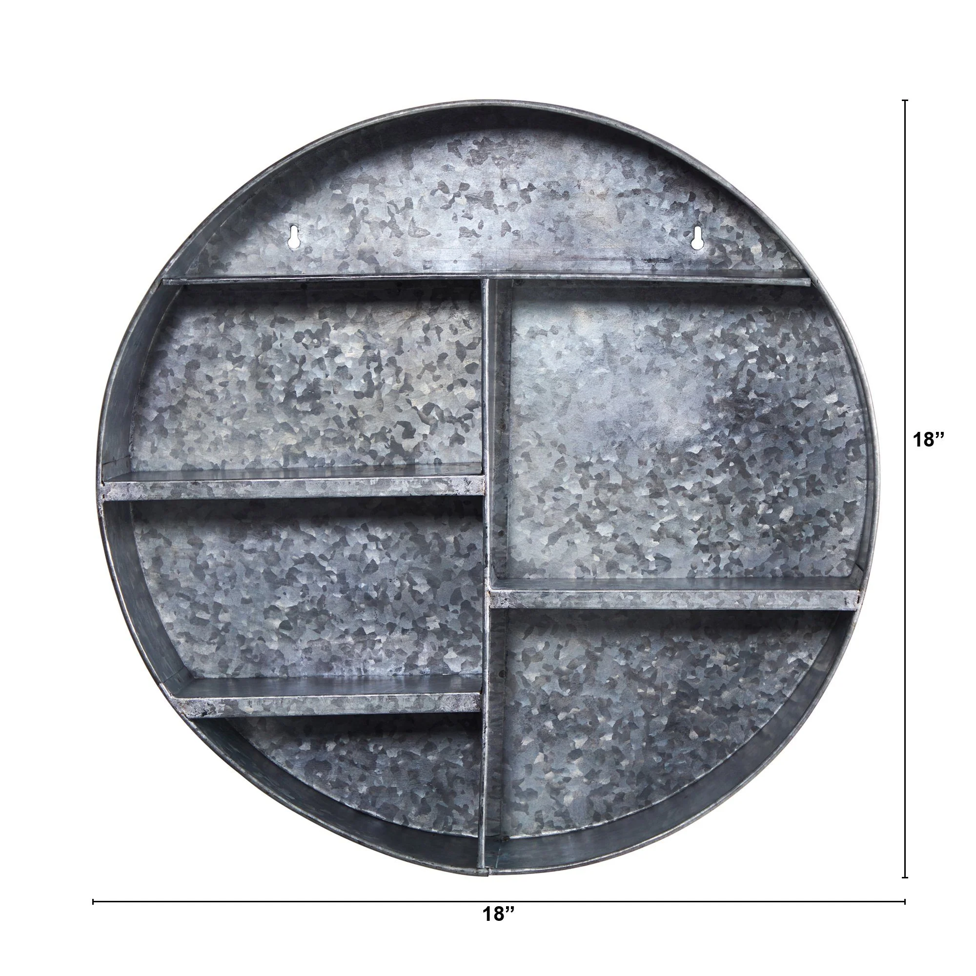 18” Galvanized Circular Metal Wall Mounted Shelf with Four Tier Shelves - Image 2