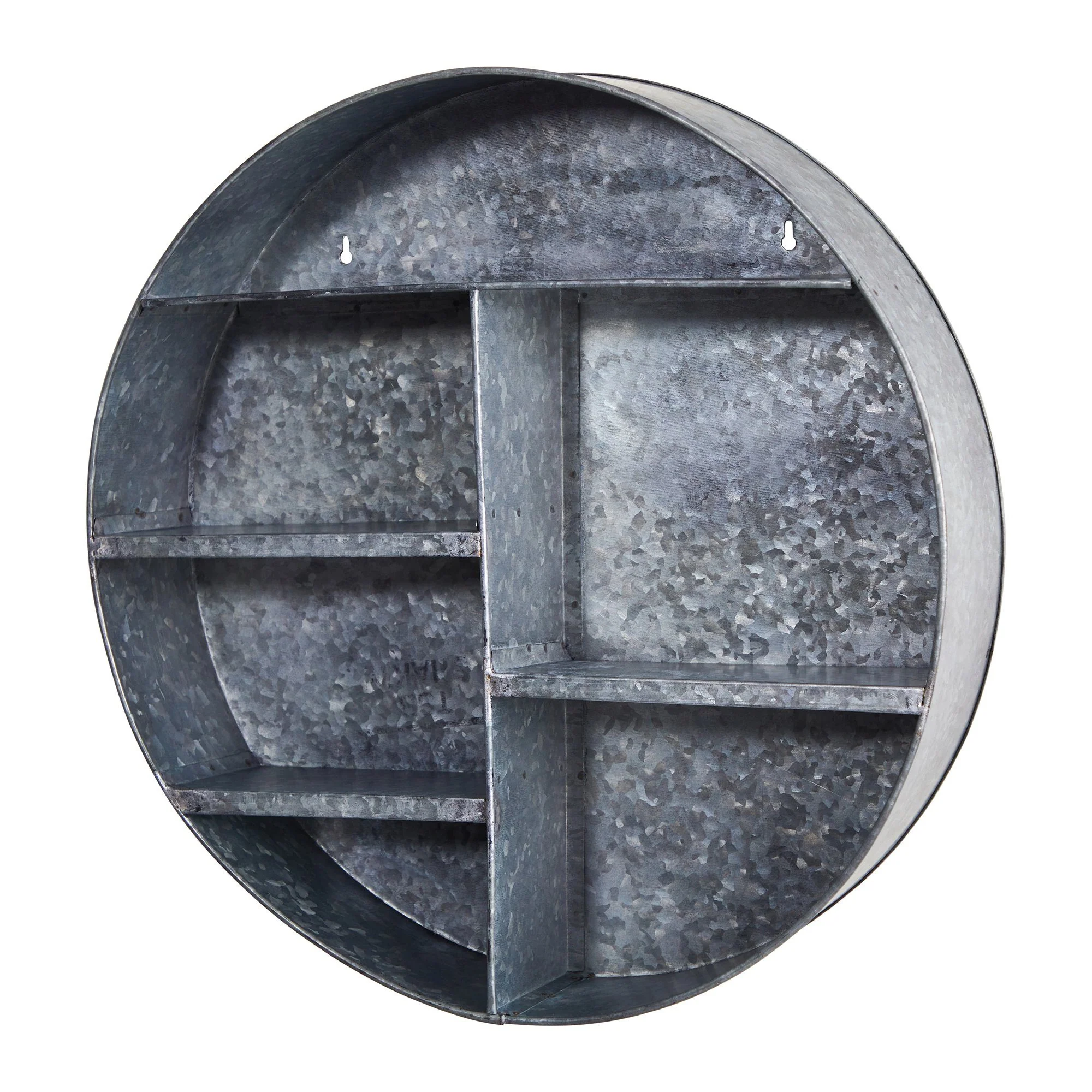 18” Galvanized Circular Metal Wall Mounted Shelf with Four Tier Shelves - Image 3