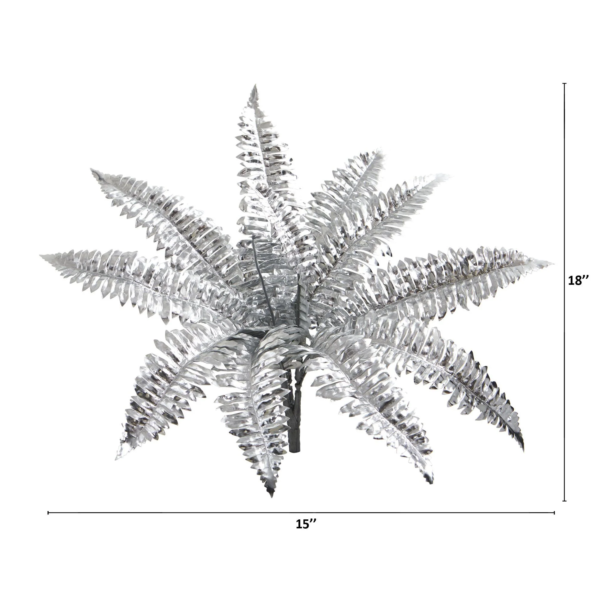 18” Metallic Boston Fern Artificial Plant (Set of 12) - Image 3