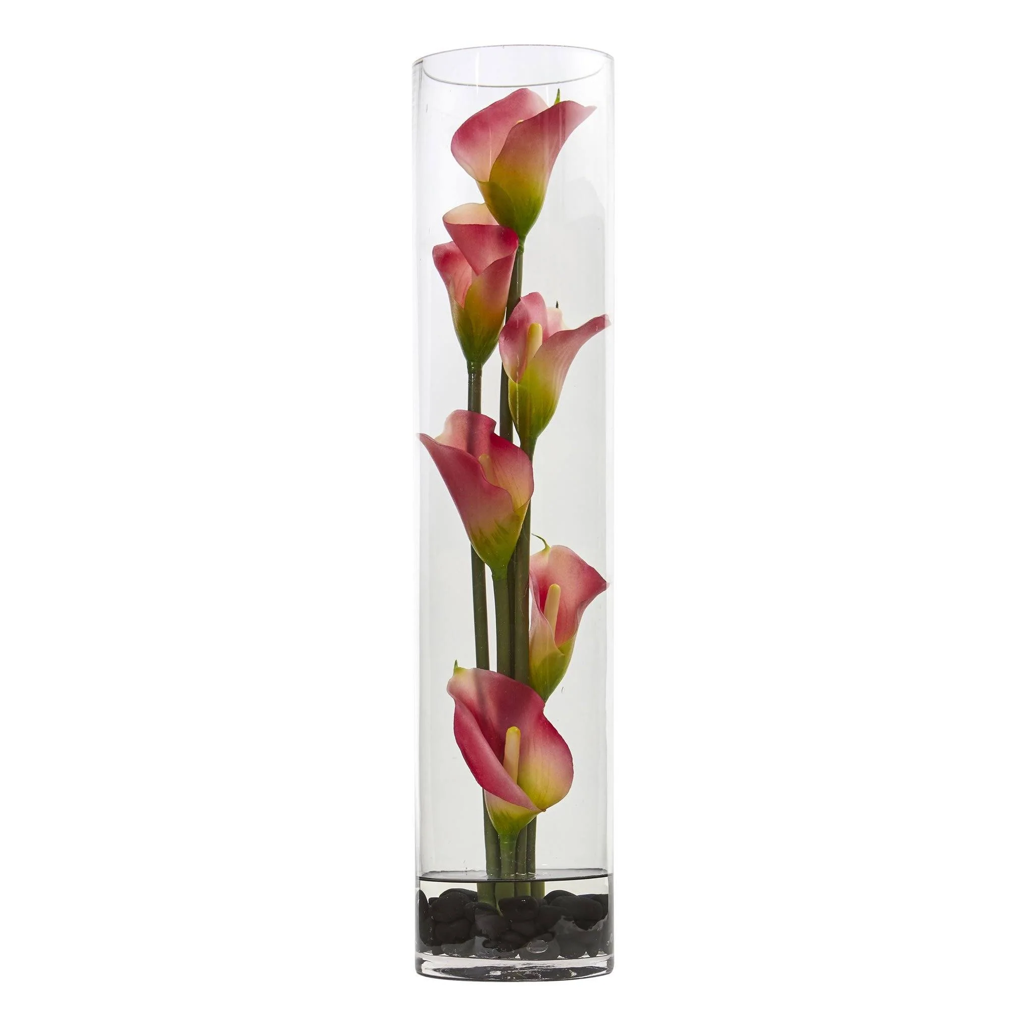 18” Mini Cally Lily Artificial Arrangement in Cylinder Glass - Image 2