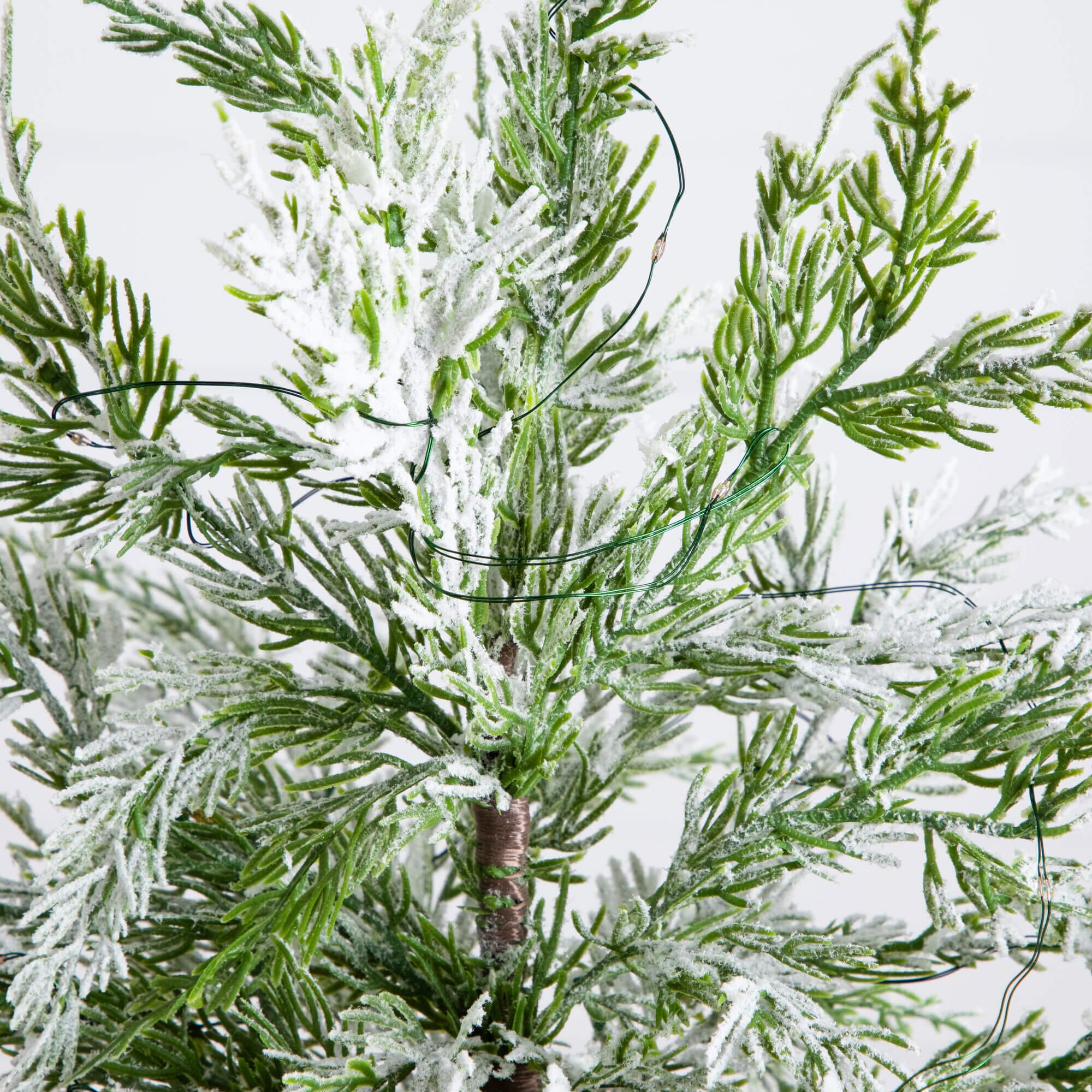 18" Pre-Lit Artificial Mini Snowed Cypress Christmas Tree with 12 LED Lights in  White Ceramic Planter - Image 2