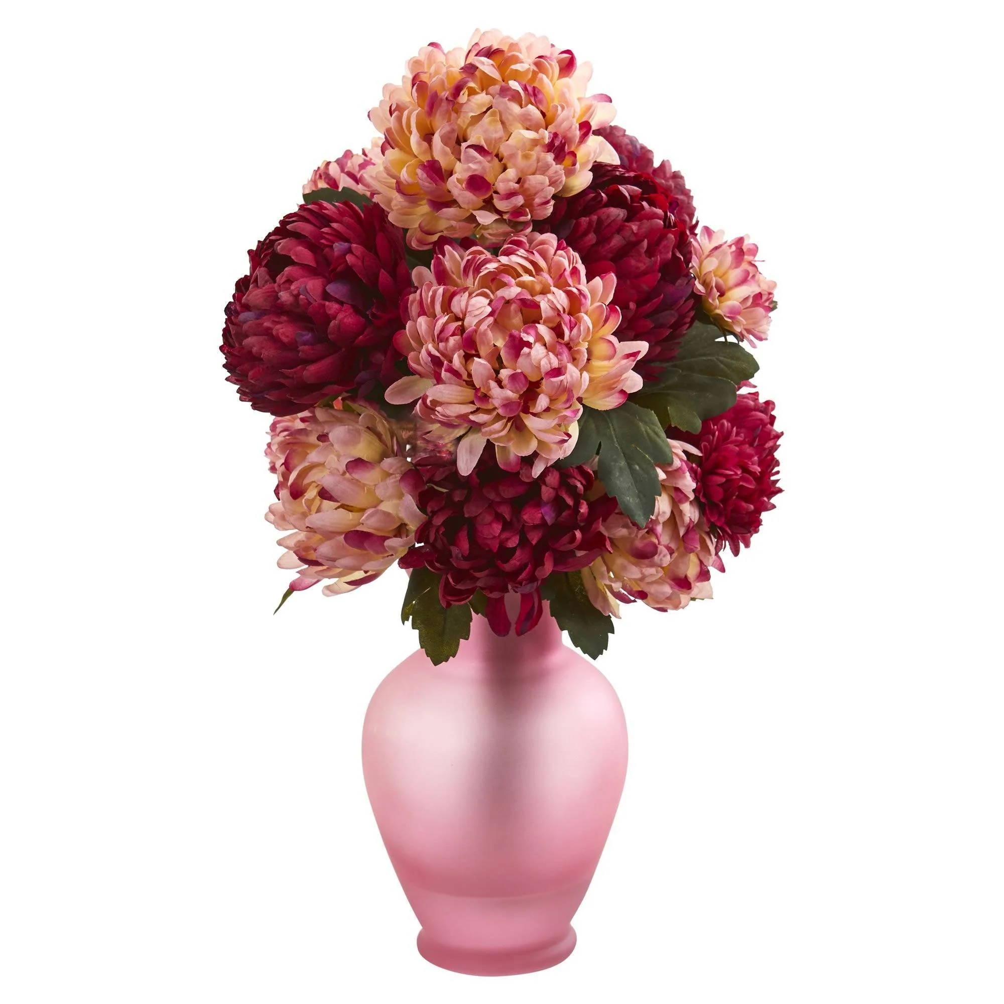 Mum Artificial Arrangement in Rose Colored Vase - Image 2