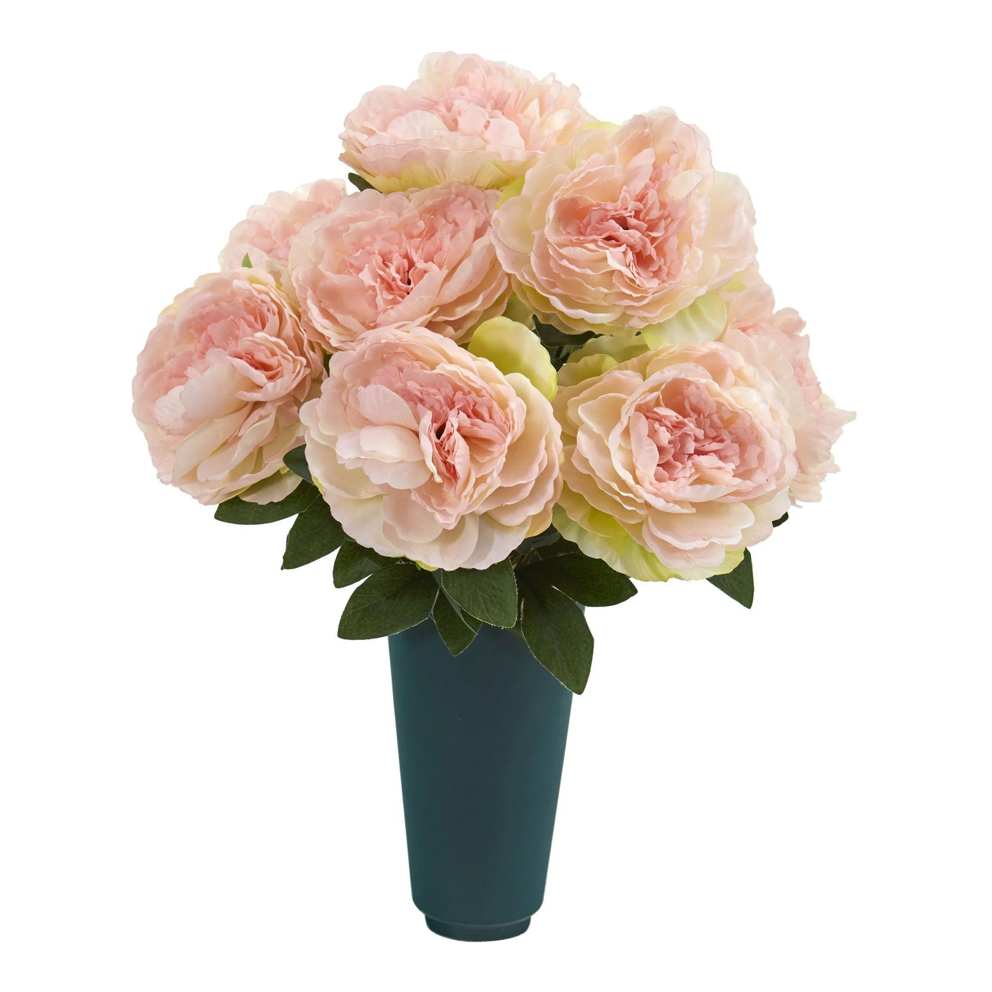 18” Peony Graveside Memorial Arrangement in Green Vase - Image 2