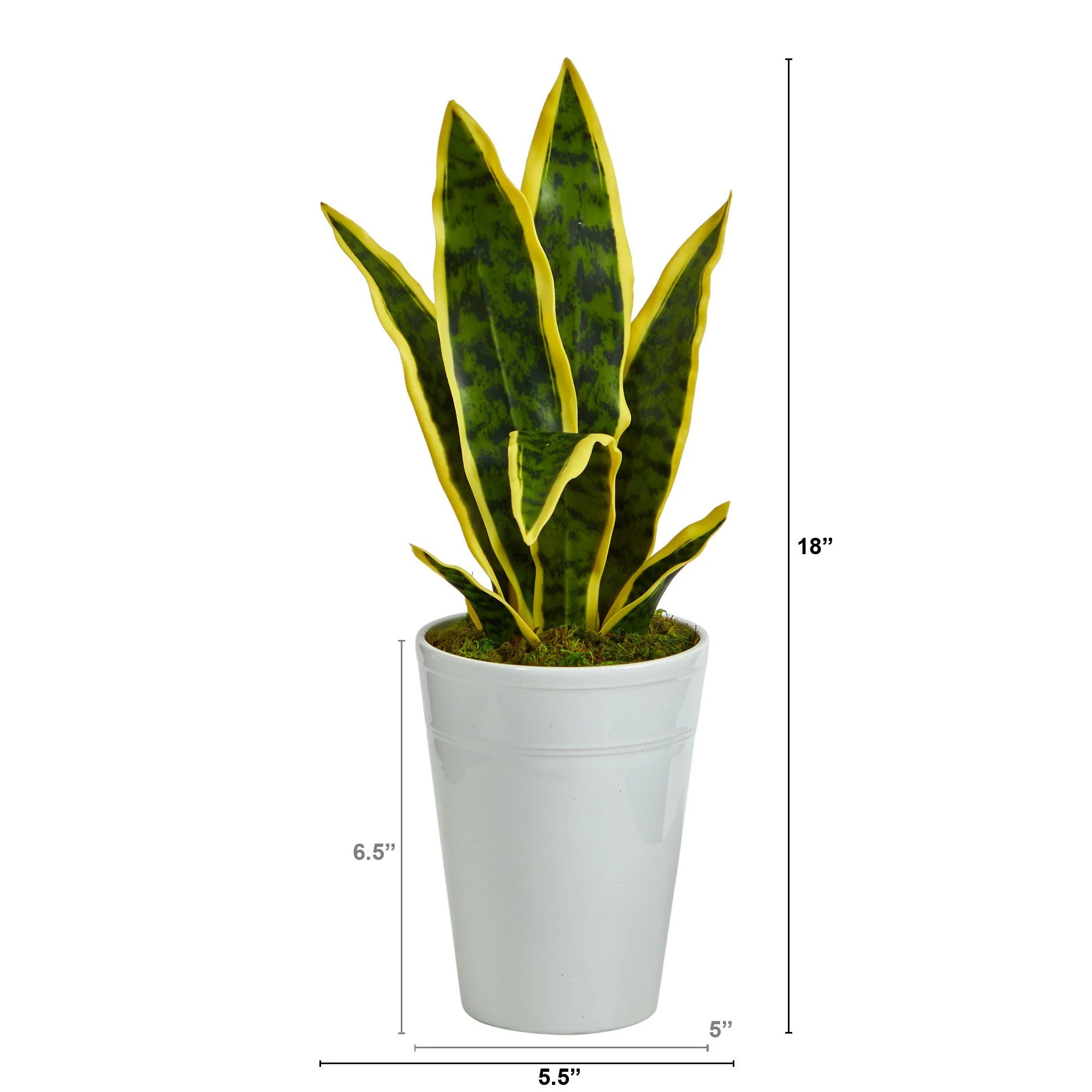 18” Sansevieria Artificial Plant in White Planter - Image 2