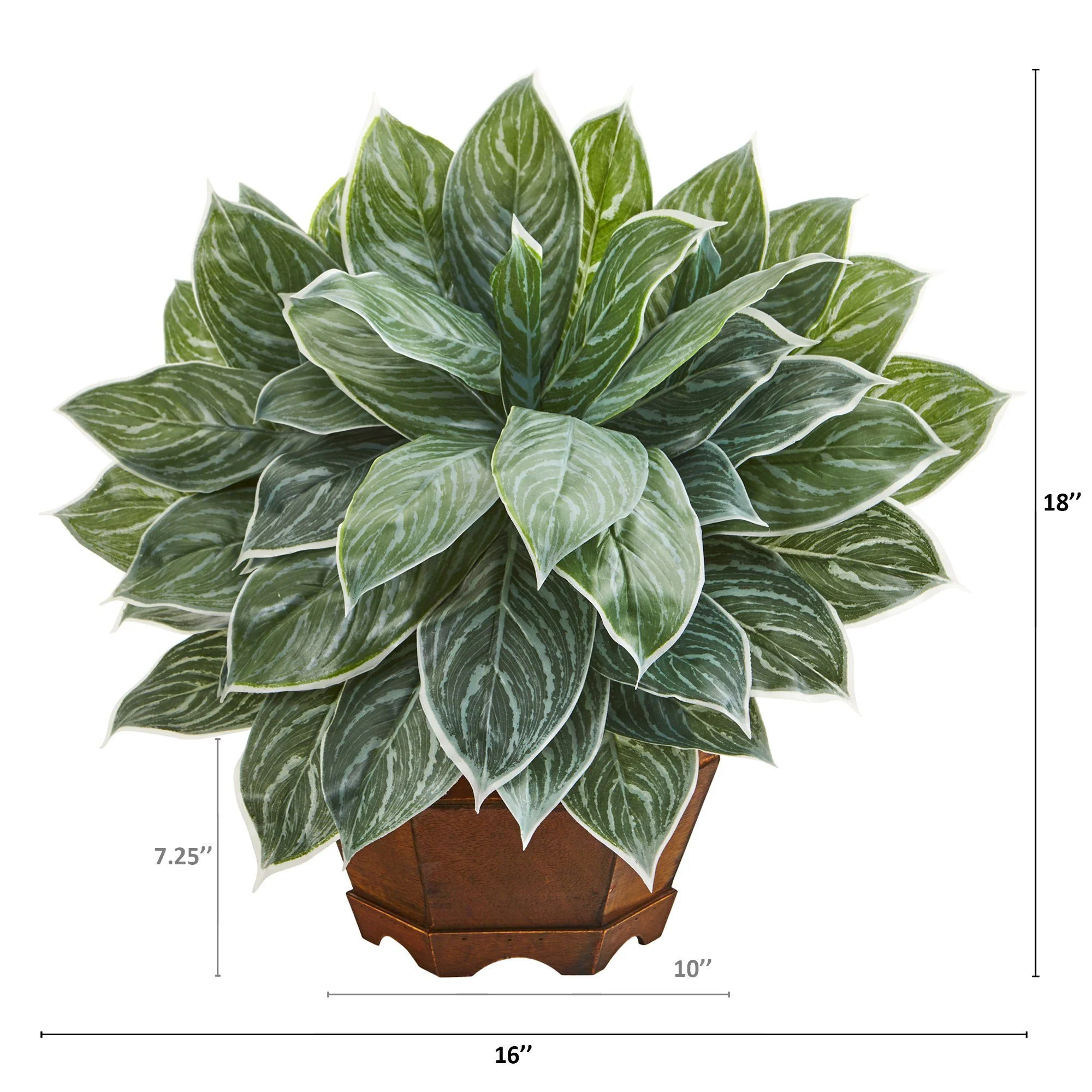 18” Silver Aglaonema Artificial Plant in Decorative Planter (Real Touch) - Image 2