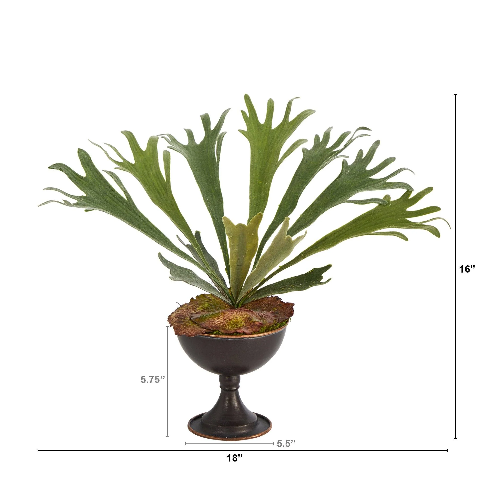 18” Staghorn Artificial Plant in Metal Chalice - Image 2