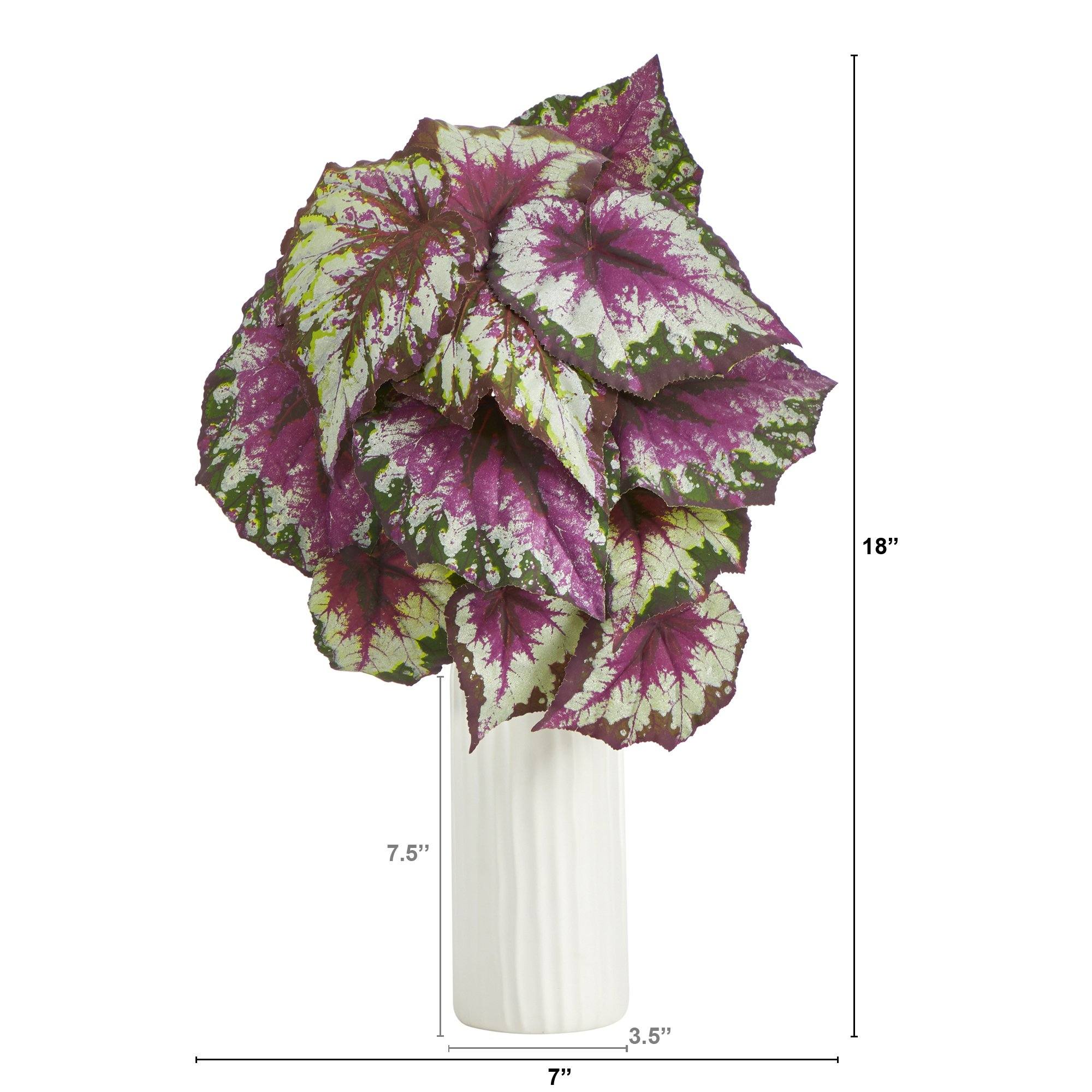18” Wax Begonia Artificial Plant in White Planter - Image 2