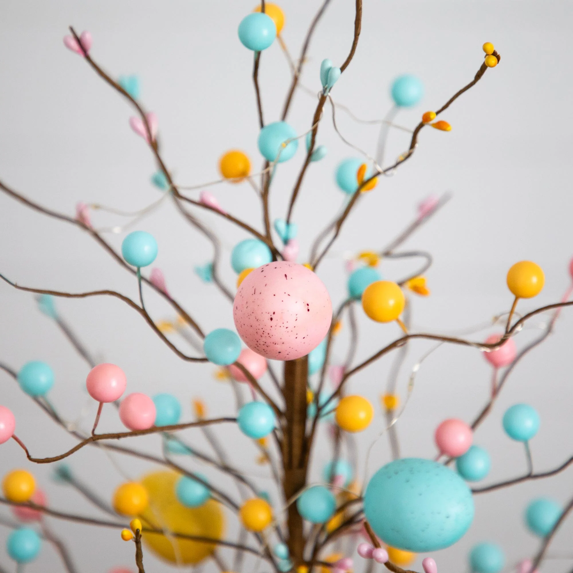 18" Pre-Lit Artificial Easter Egg Twig Tree with 30 LED Lights in Burlap Wrapped Base - Set of 2 - Image 6