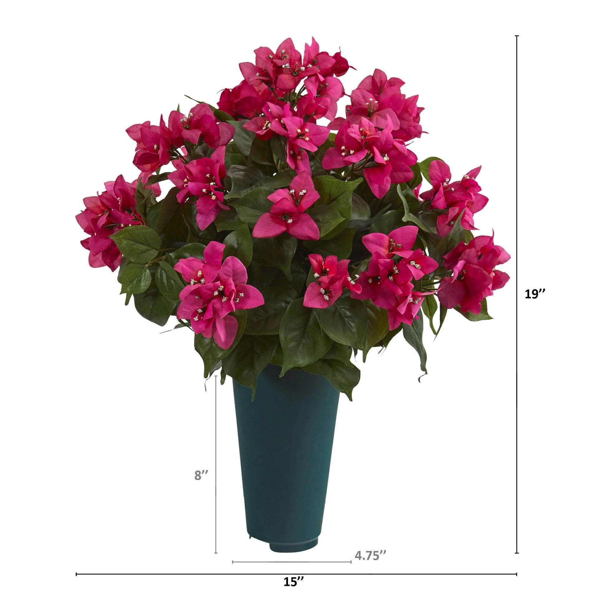 19” Bougainvillea Artificial Graveside Memorial Arrangement in Green Vase - Image 2