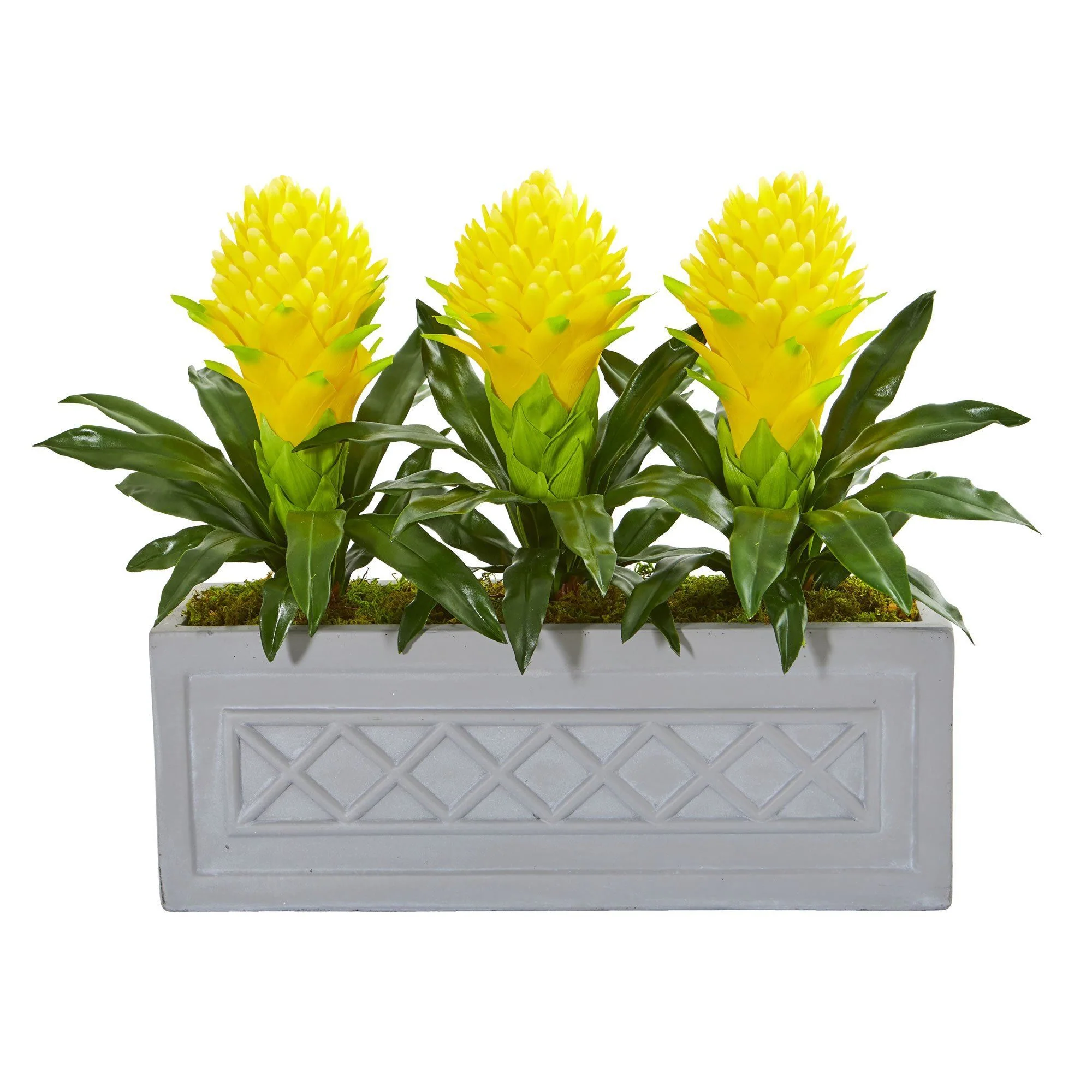 Bromeliad Artificial Plant in Stone Planter - Image 2