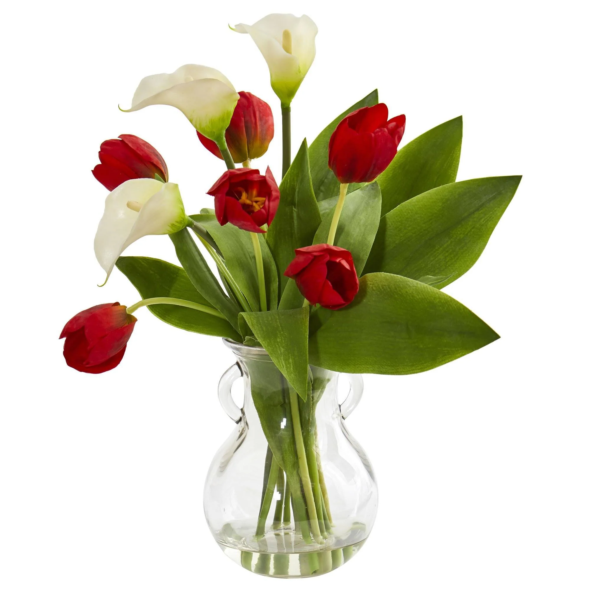 Calla Lily & Tulips Artificial Arrangement in Decorative Vase - Image 4