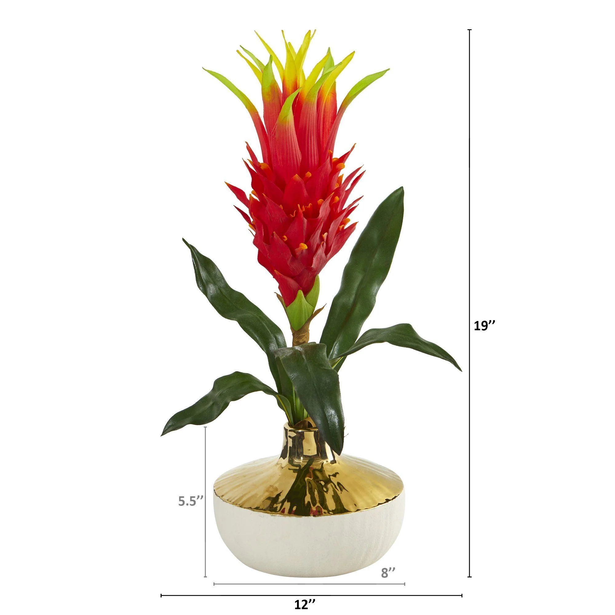 19” Dragon Fruit Artificial Arrangement in Gold and Cream Elegant Vase - Image 2