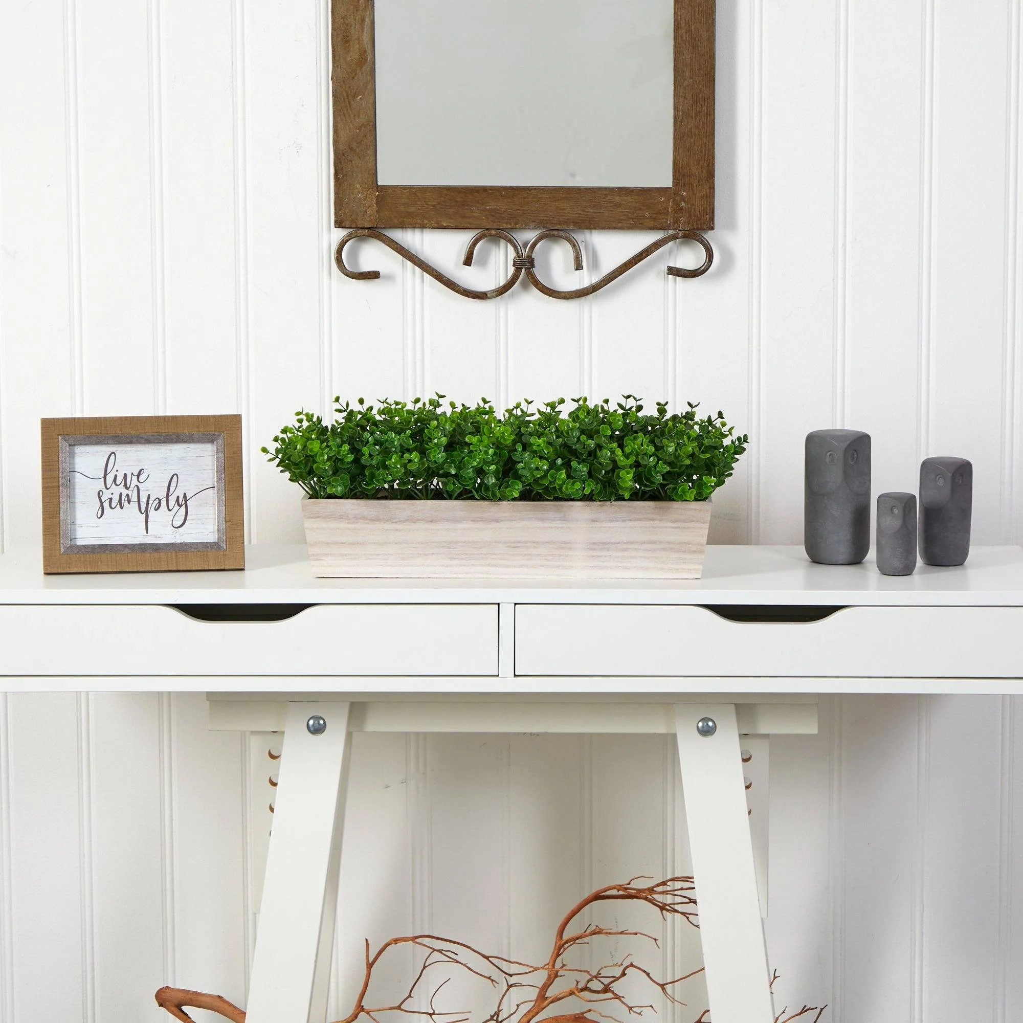 19” Eucalyptus Artificial Plant in Decorative Planter - Image 4