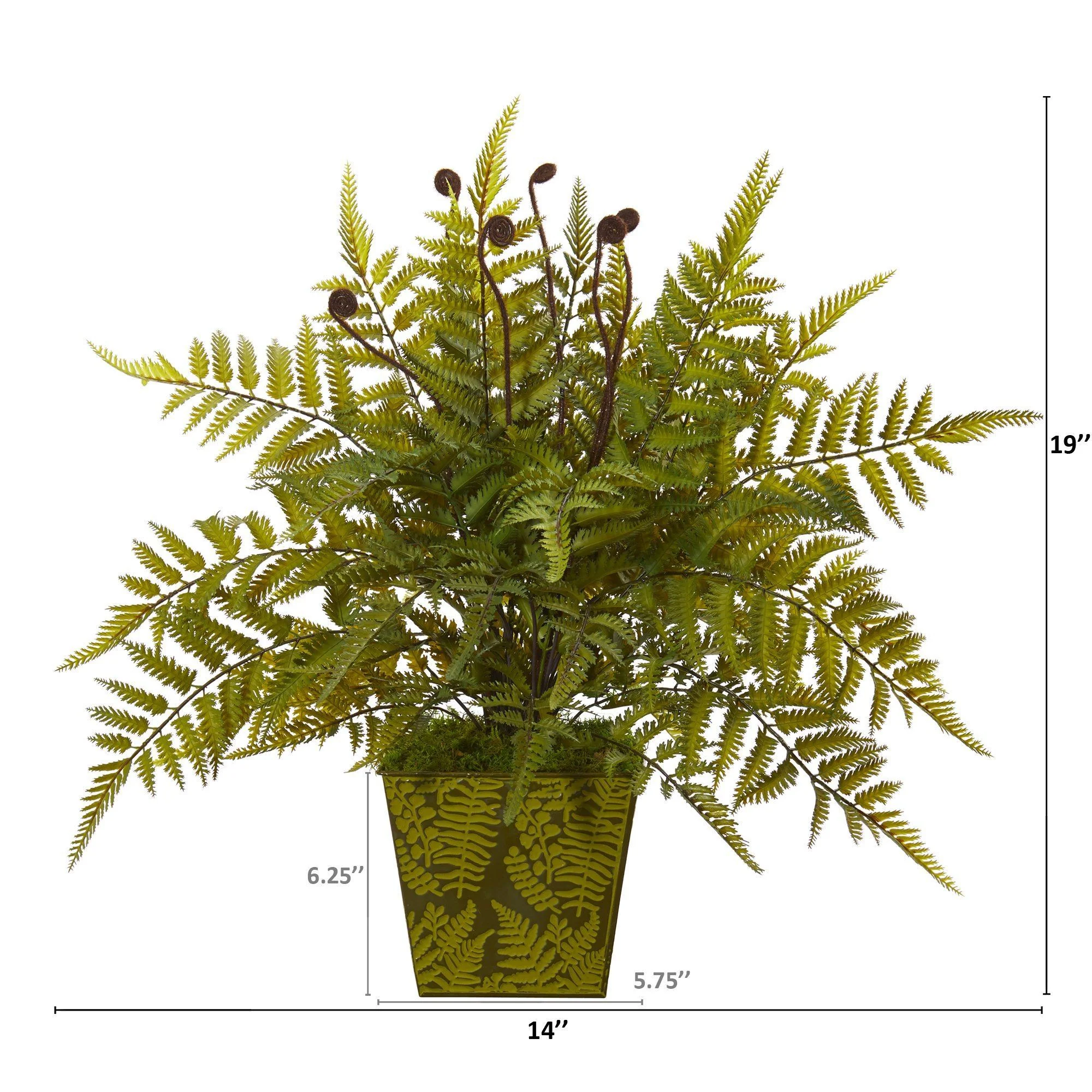 19” Fern Artificial Plant in Green Planter - Image 2