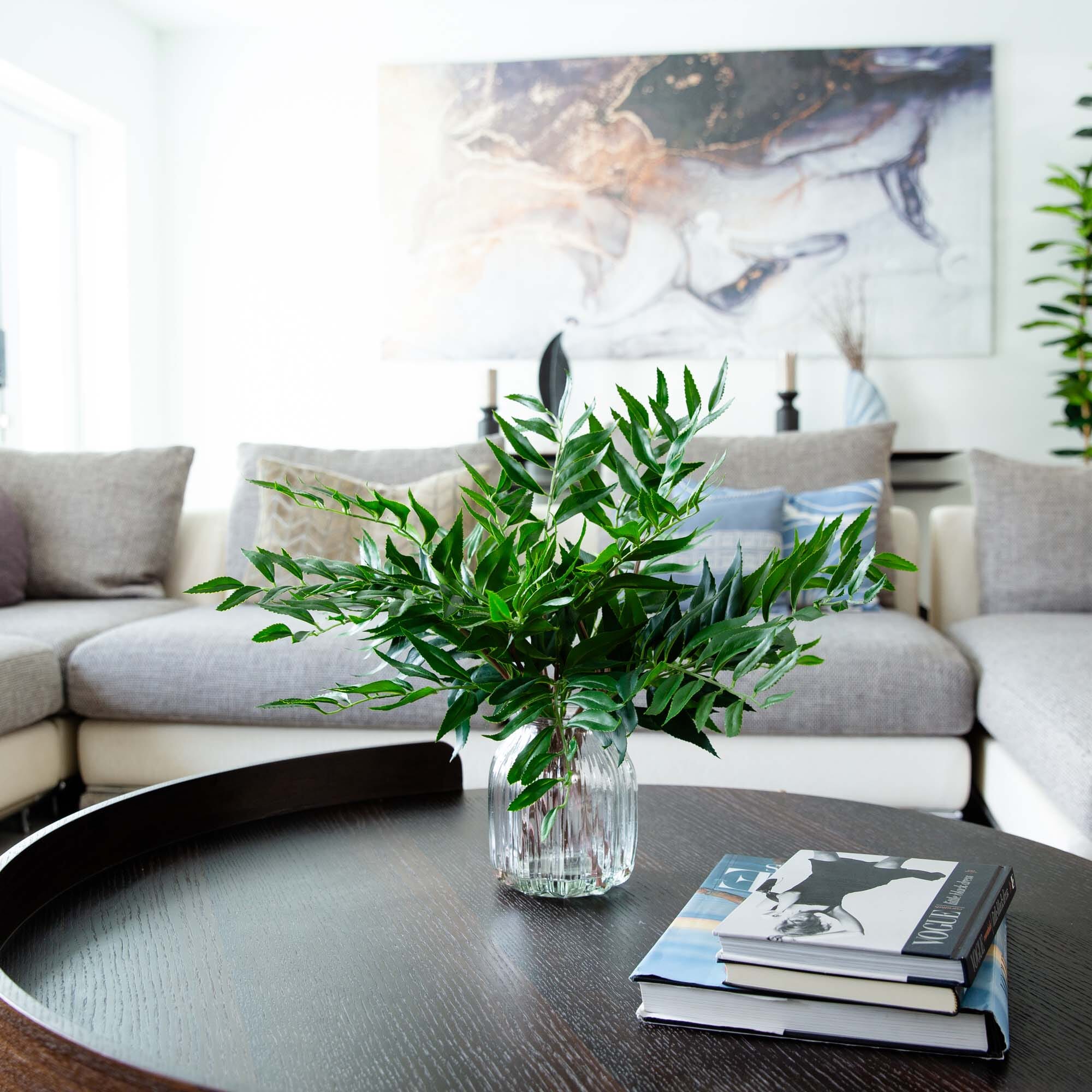 19” Palmate Fern Arrangement in Glass Vase - Image 6