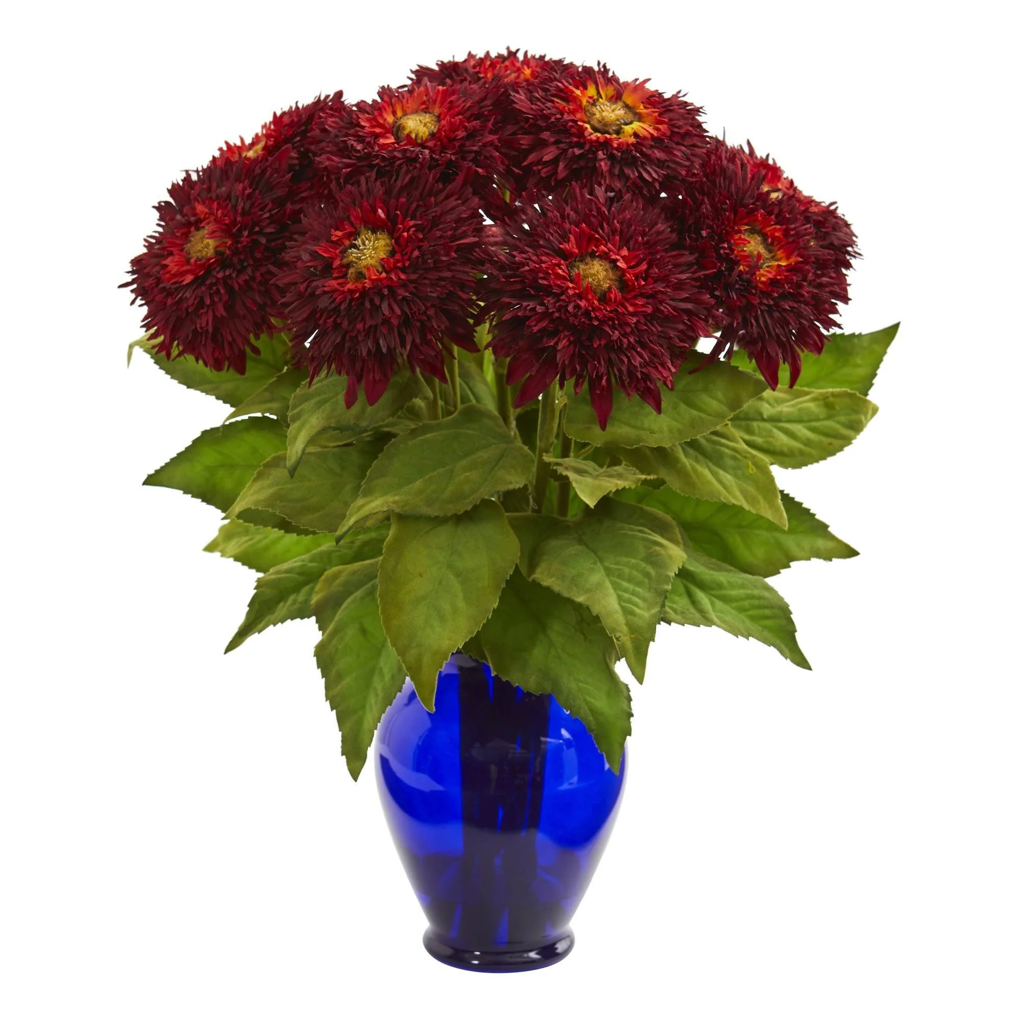 Sunflower Artificial Arrangement in Blue Vase - Image 3