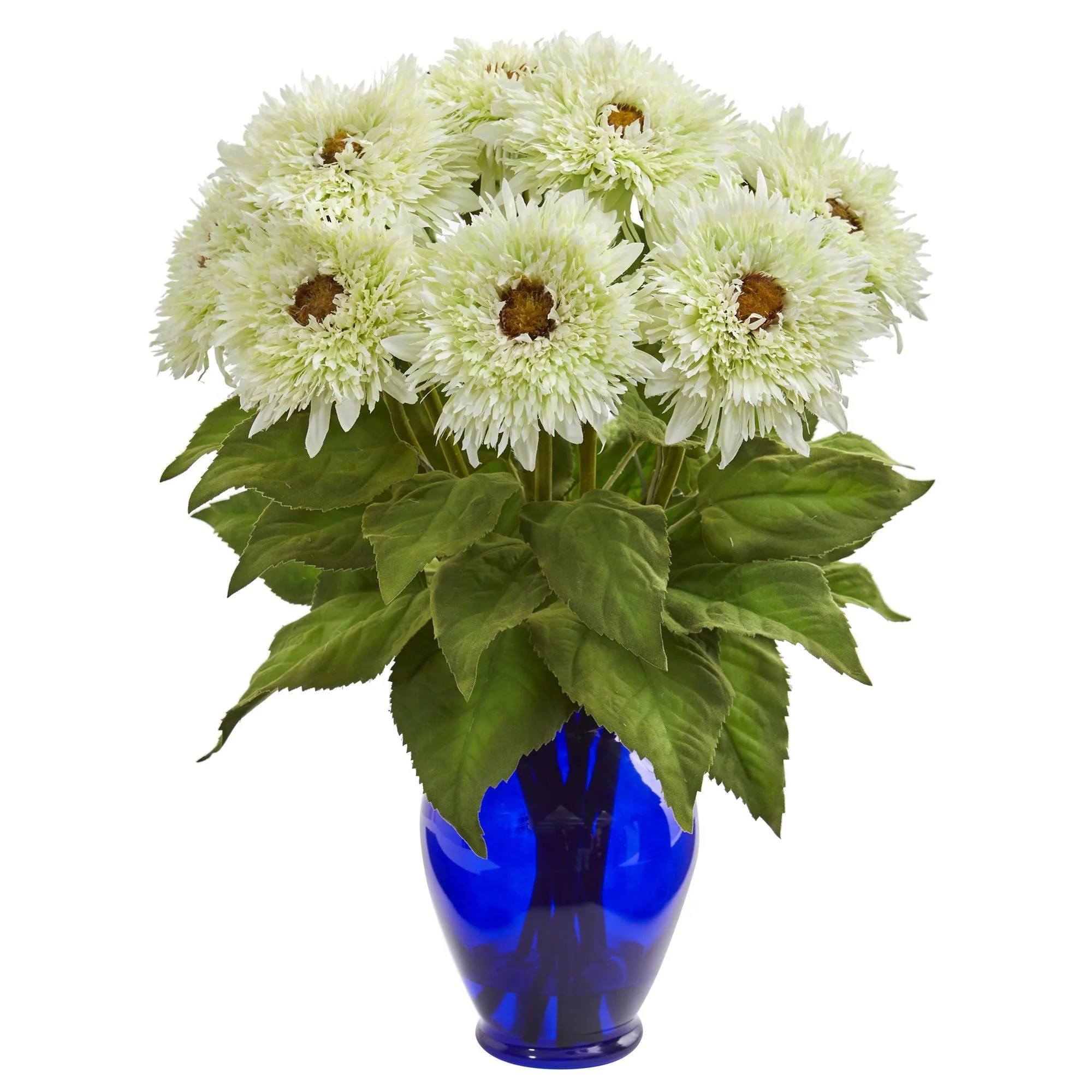 Sunflower Artificial Arrangement in Blue Vase - Image 4