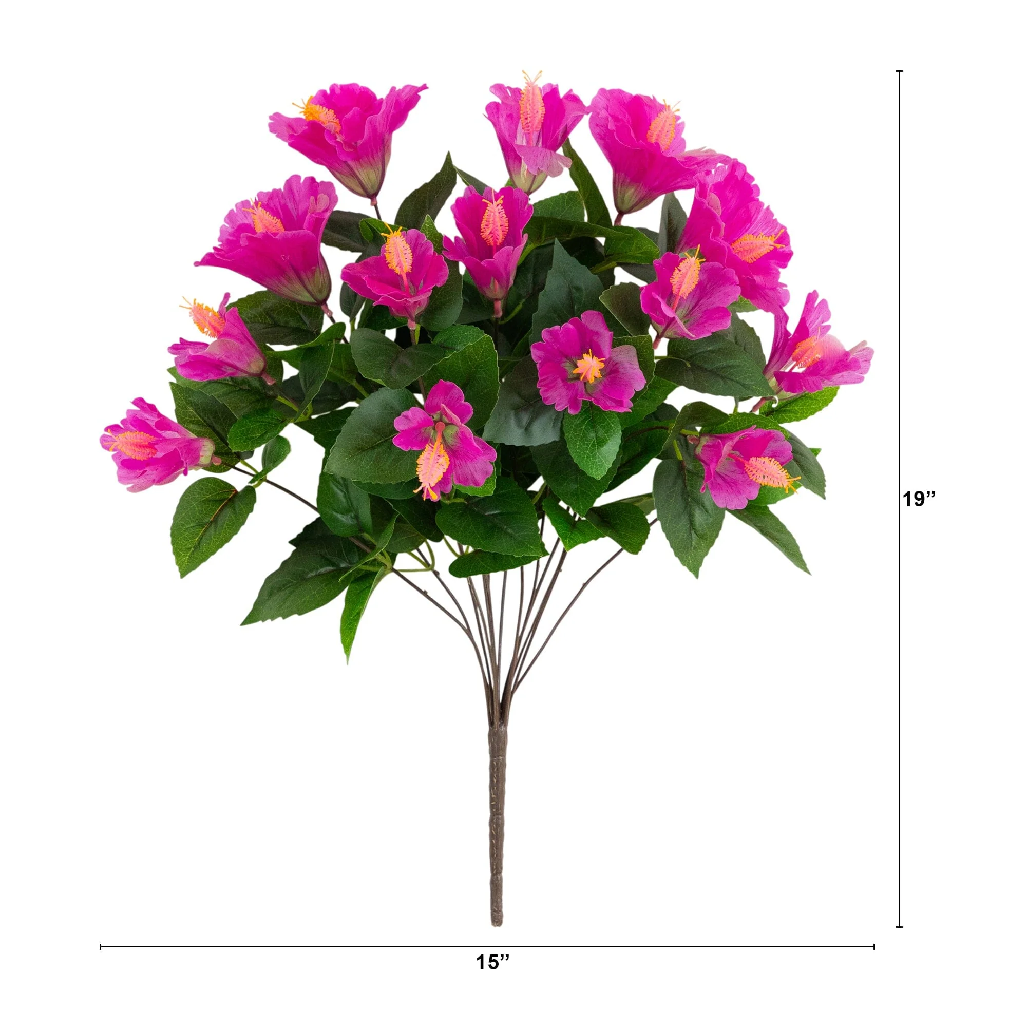 19" UV Resistant Artificial Hibiscus Bush (Indoor/Outdoor) - Set of 3 - Image 22