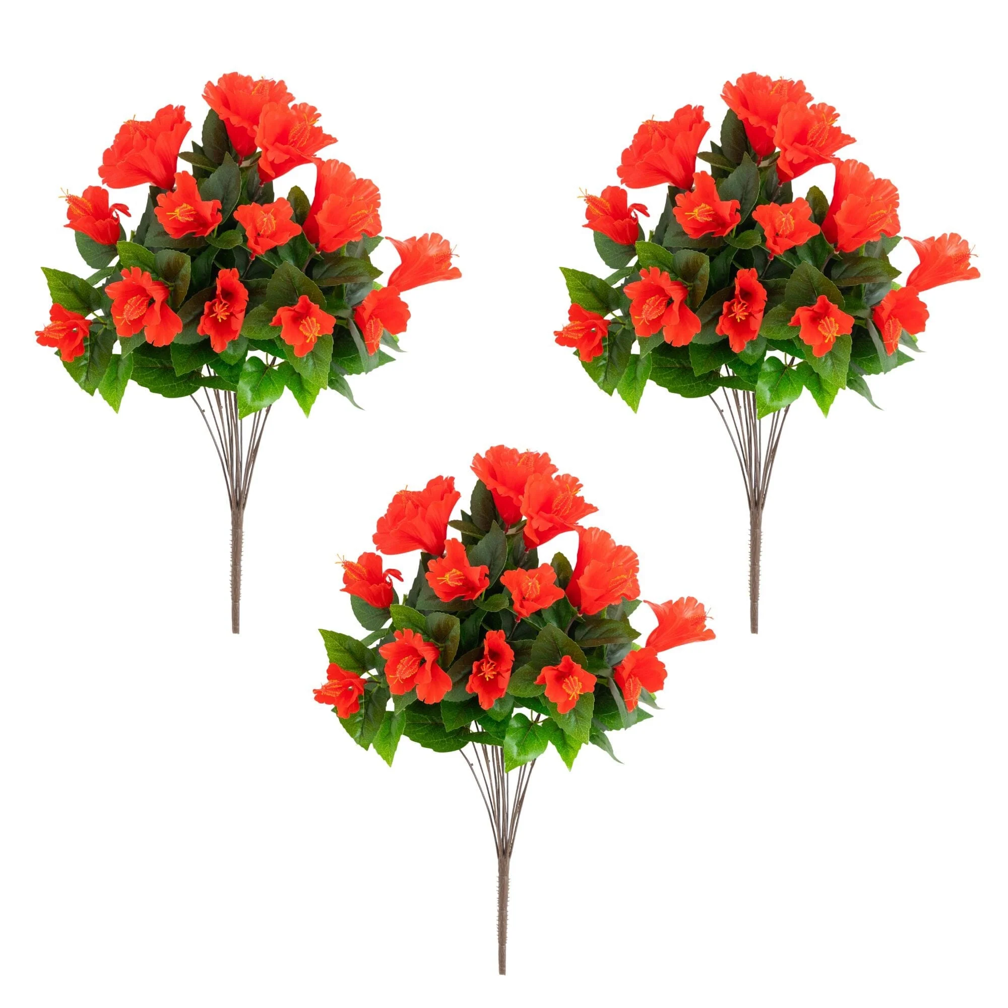 19" UV Resistant Artificial Hibiscus Bush (Indoor/Outdoor) - Set of 3 - Image 6