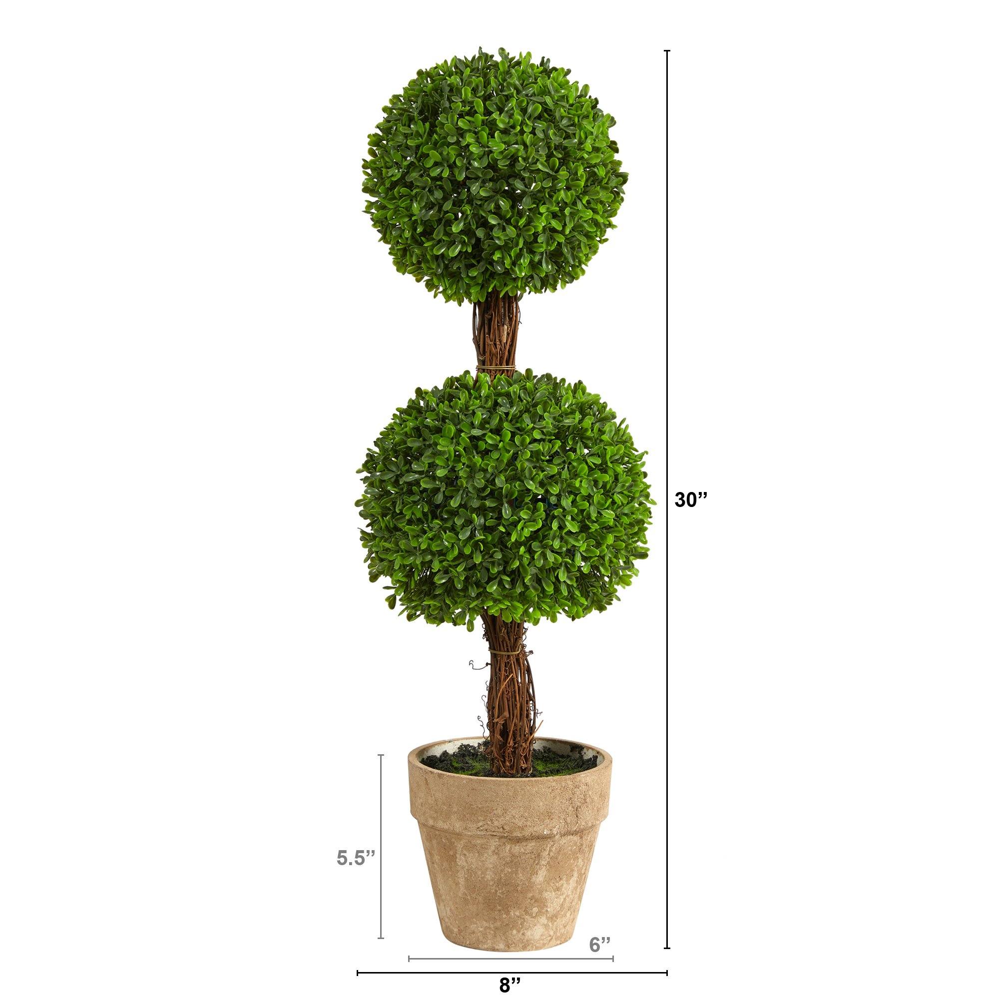 2.5’ Boxwood Double Ball Topiary Artificial Tree (Indoor/Outdoor) - Image 2
