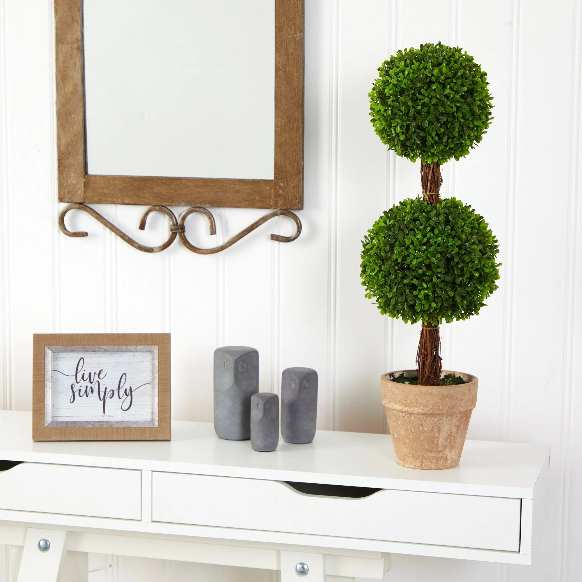 2.5’ Boxwood Double Ball Topiary Artificial Tree (Indoor/Outdoor) - Image 3