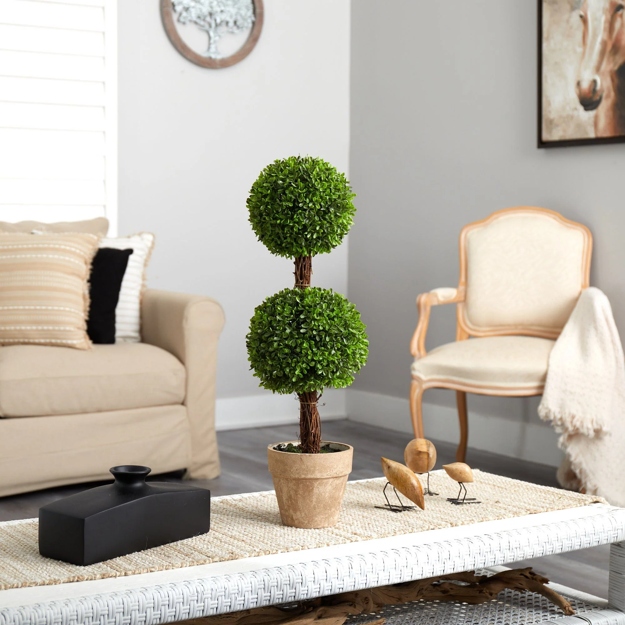 2.5’ Boxwood Double Ball Topiary Artificial Tree (Indoor/Outdoor) - Image 4