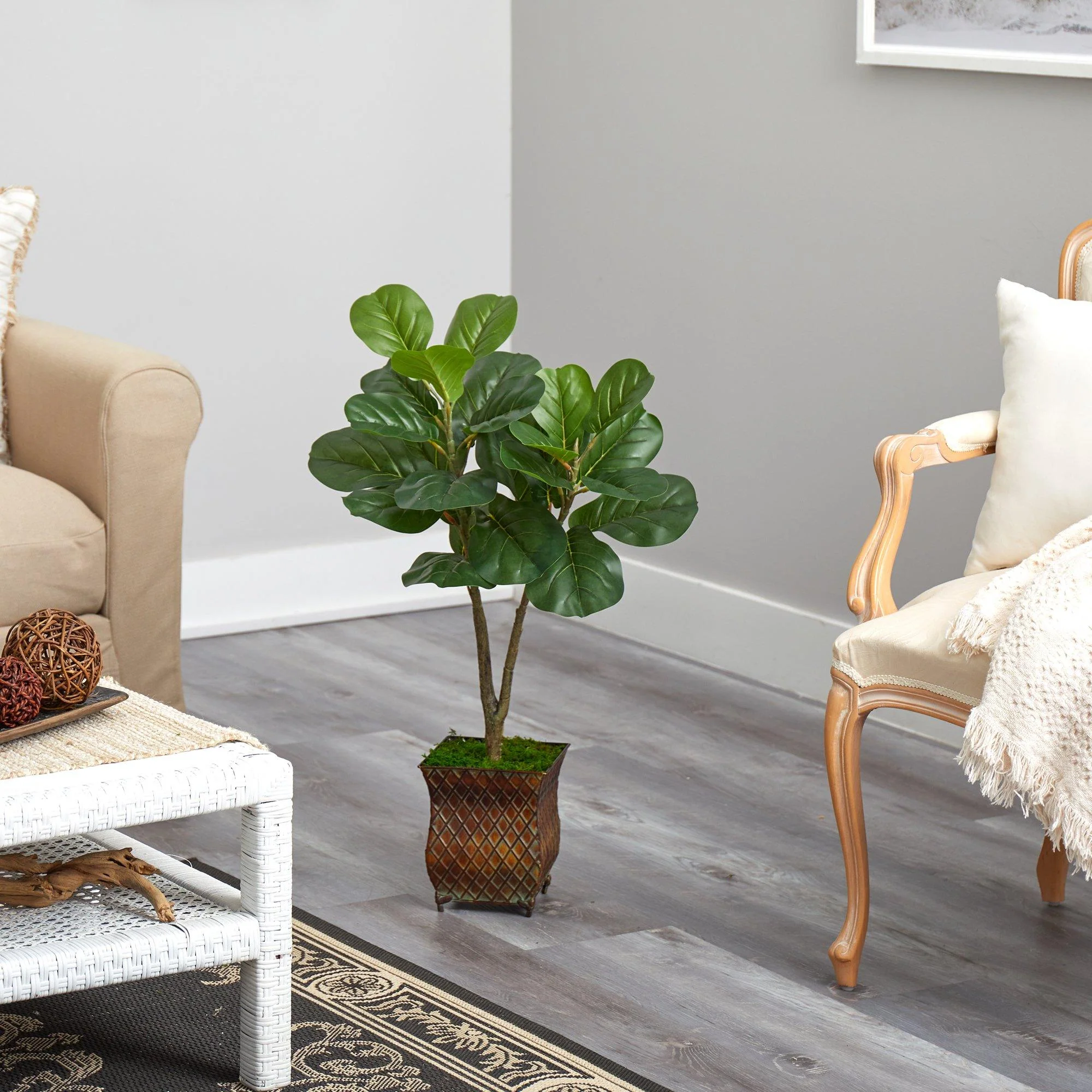 2.5’ Fiddle Leaf Fig Artificial Tree in Decorative Planter - Image 4