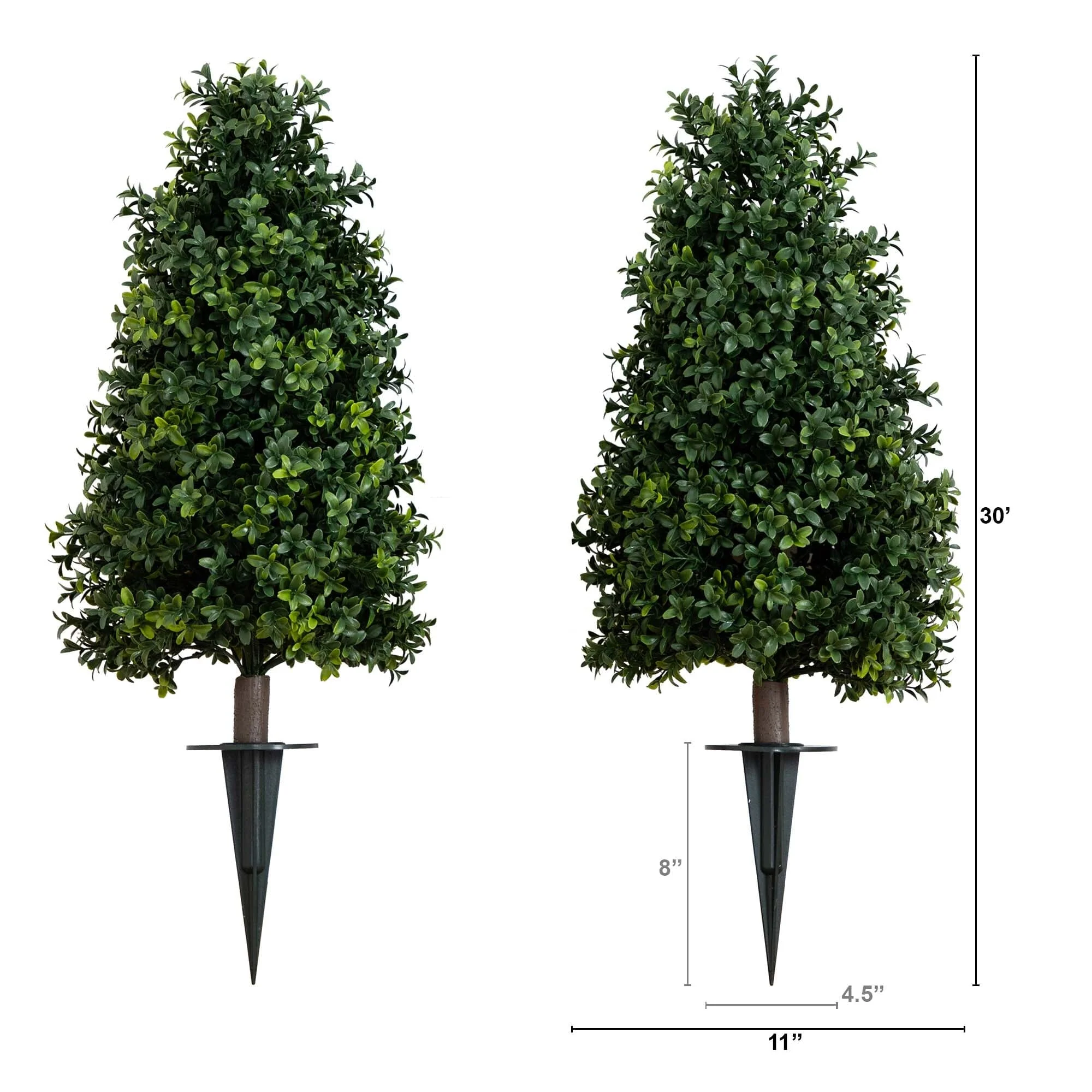 2.5' UV Resistant Artificial Boxwood Plant with Integrated Ground Stake (Indoor/Outdoor) - Set of 2 - Image 10