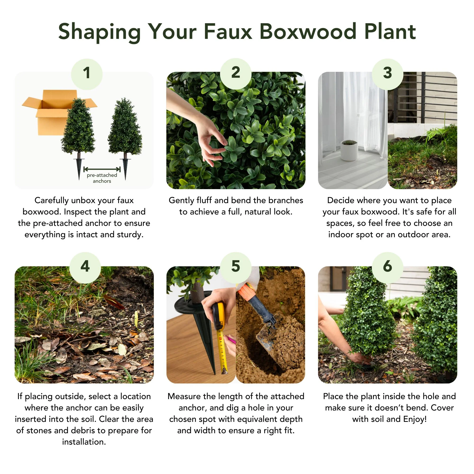 2.5' UV Resistant Artificial Boxwood Plant with Integrated Ground Stake (Indoor/Outdoor) - Set of 2 - Image 8