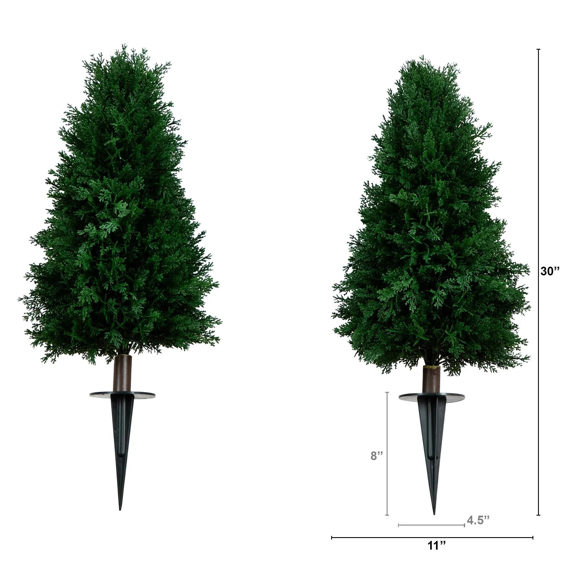 2.5' UV Resistant Artificial Cedar Plant with Integrated Ground Stake (Indoor/Outdoor) - Set of 2 - Image 6