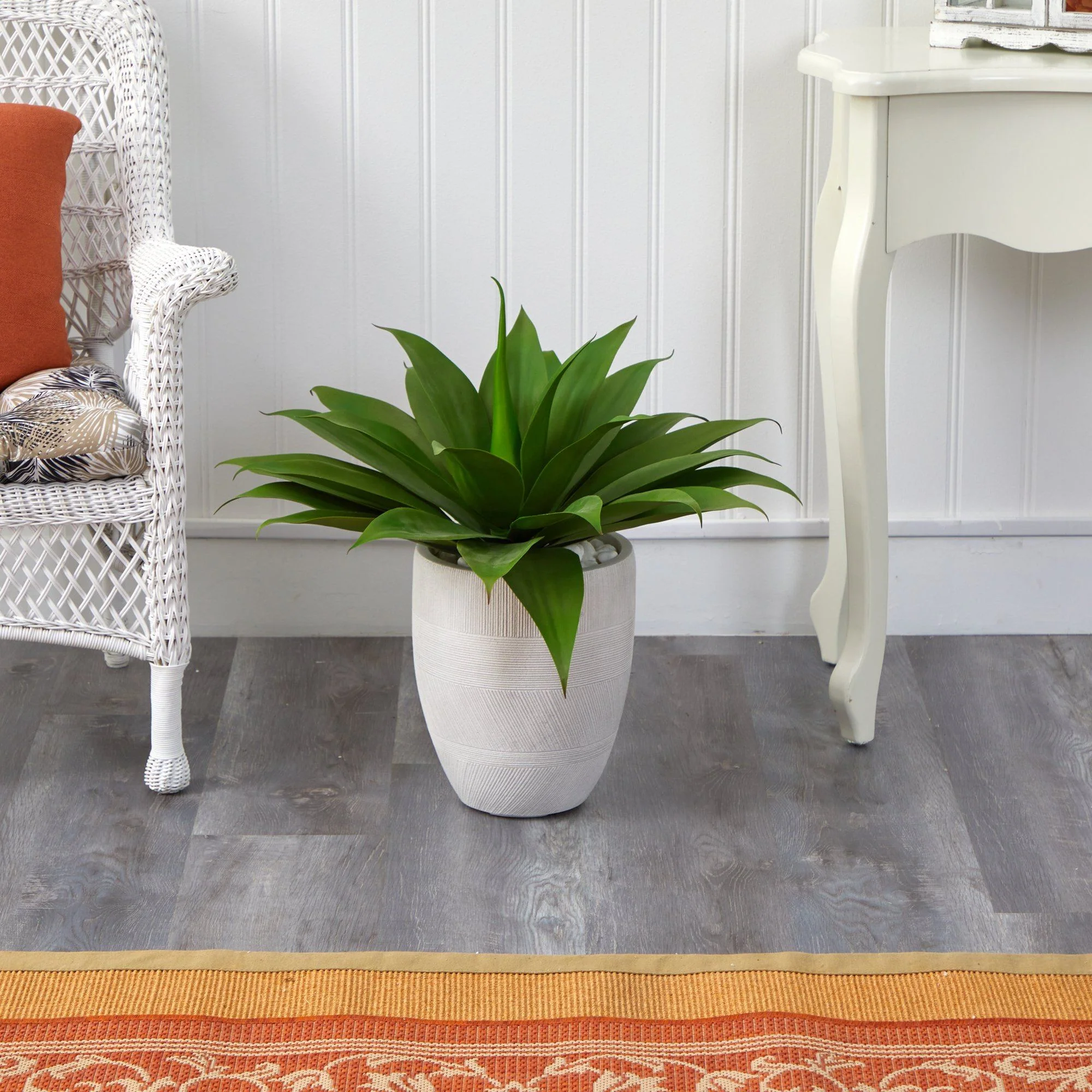 2’ Agave Succulent Artificial Plant in White Planter - Image 2