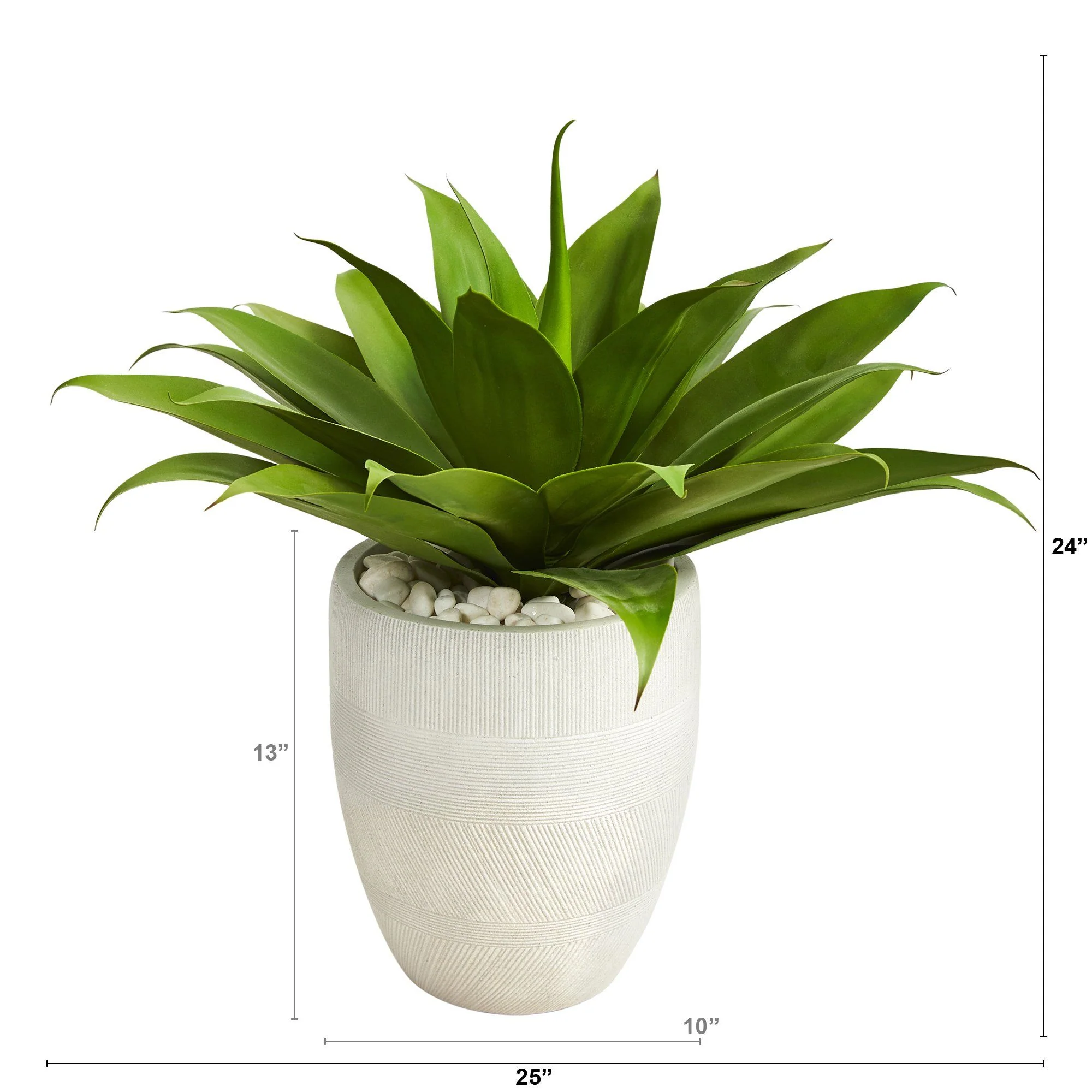 2’ Agave Succulent Artificial Plant in White Planter - Image 4
